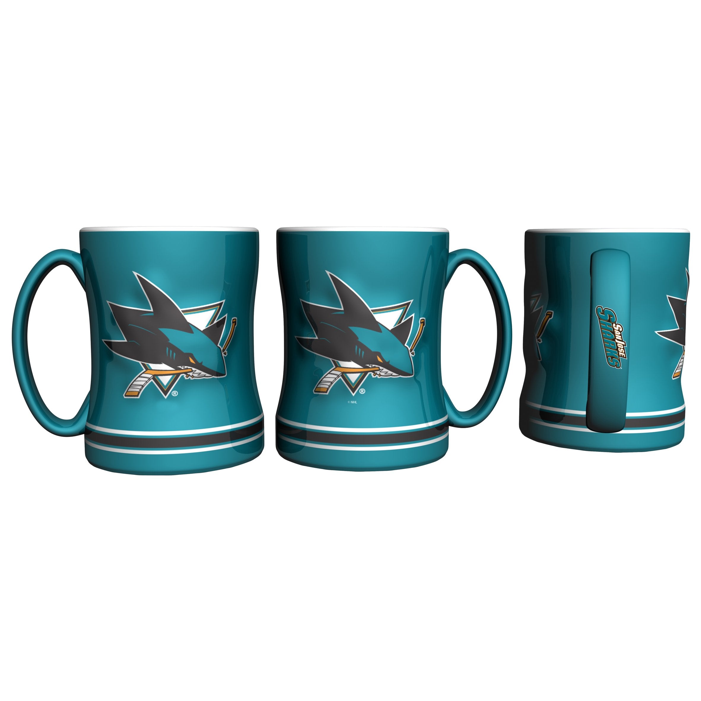 Boelter Brands NHL San Jose Sharks Coffee Mug14oz Sculpted Relief, Team Color, 14 Ounce
