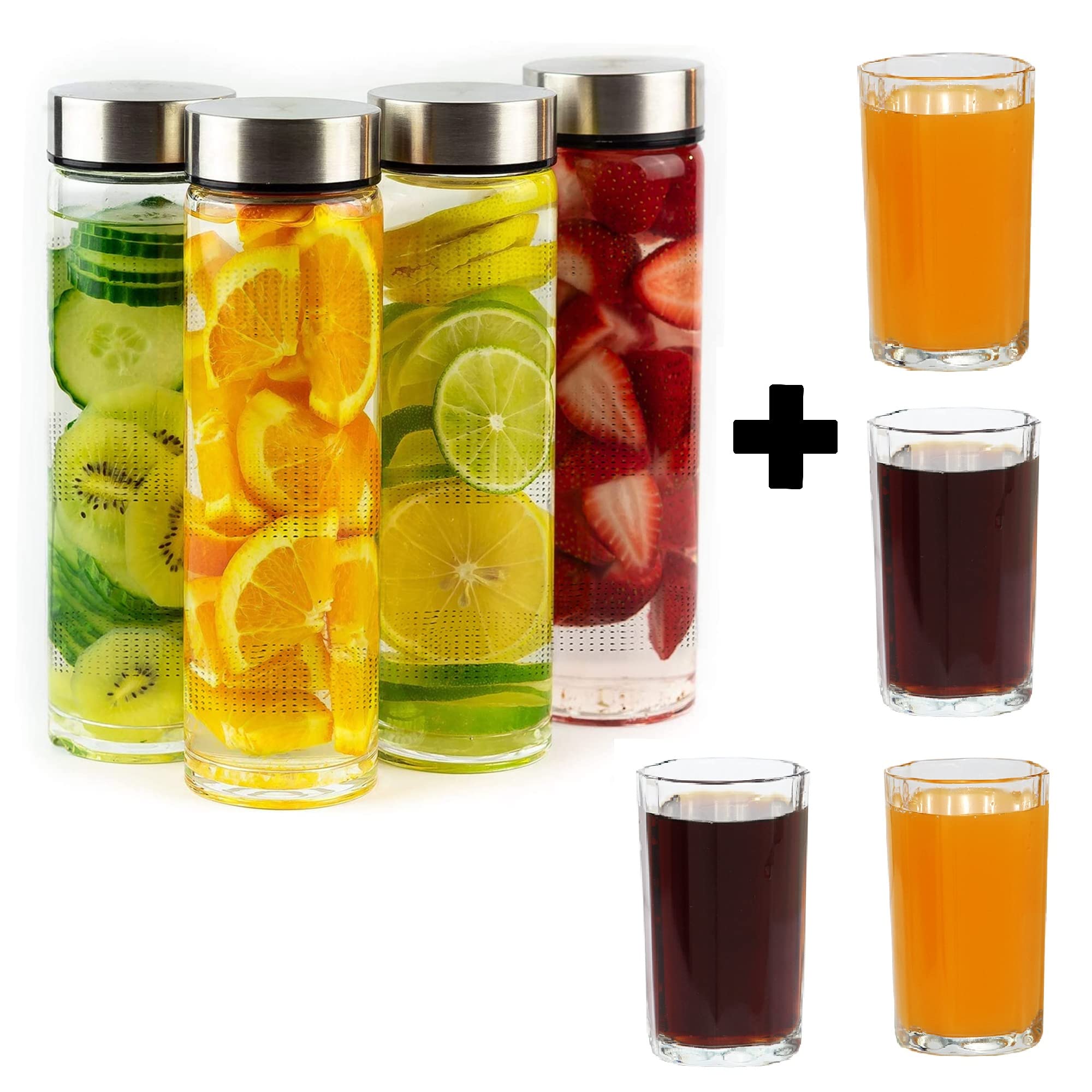 Vency EcoFriendly, LeakProof 750ml Wide Mouth Glass Water Bottle for Fridge and Tumbler Set  A Stylish Solution for Your Kitc