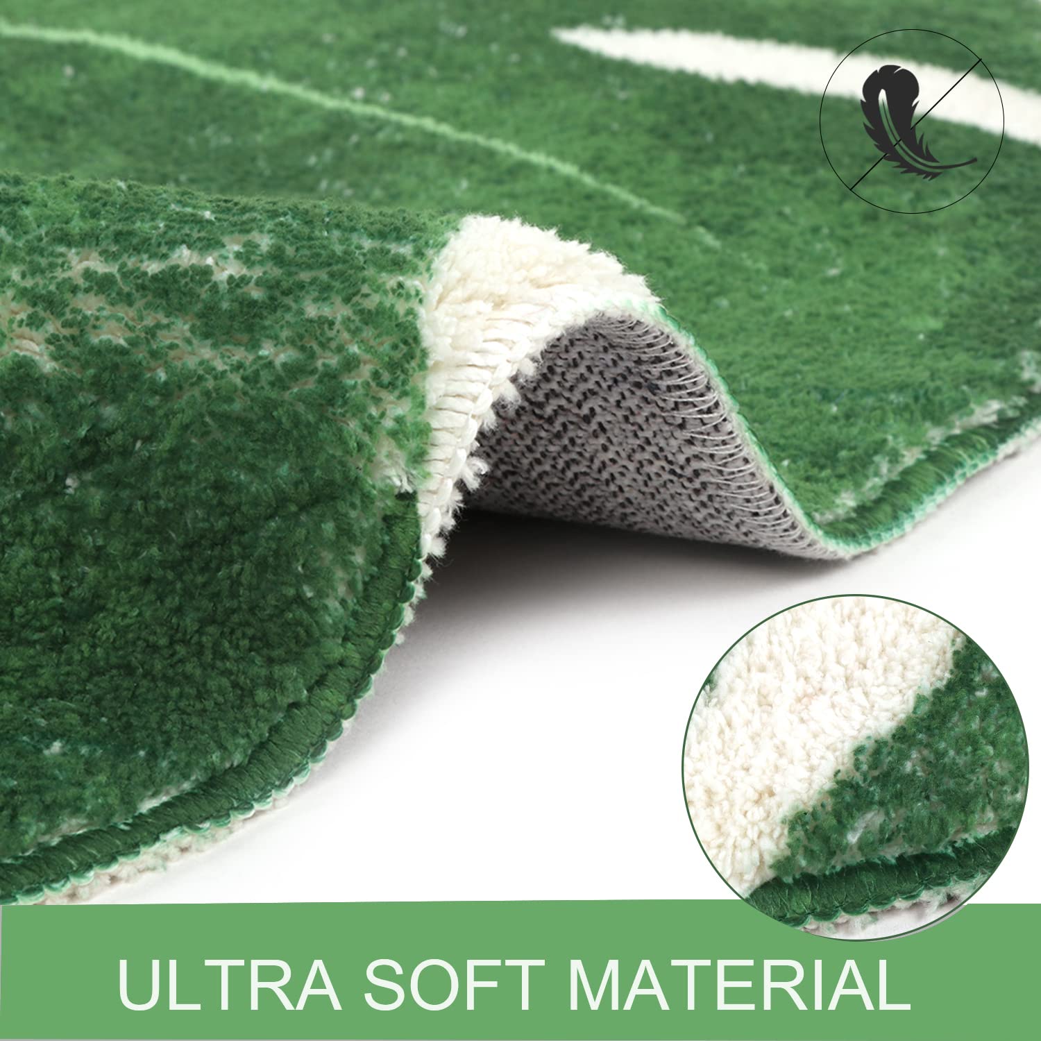 Haocoo Area Rugs 2'X3' Leaves Velveteen Green Bath Mat Non-Slip Soft Bathroom Rugs Luxury Microfiber Bath Rug Machine Washable D