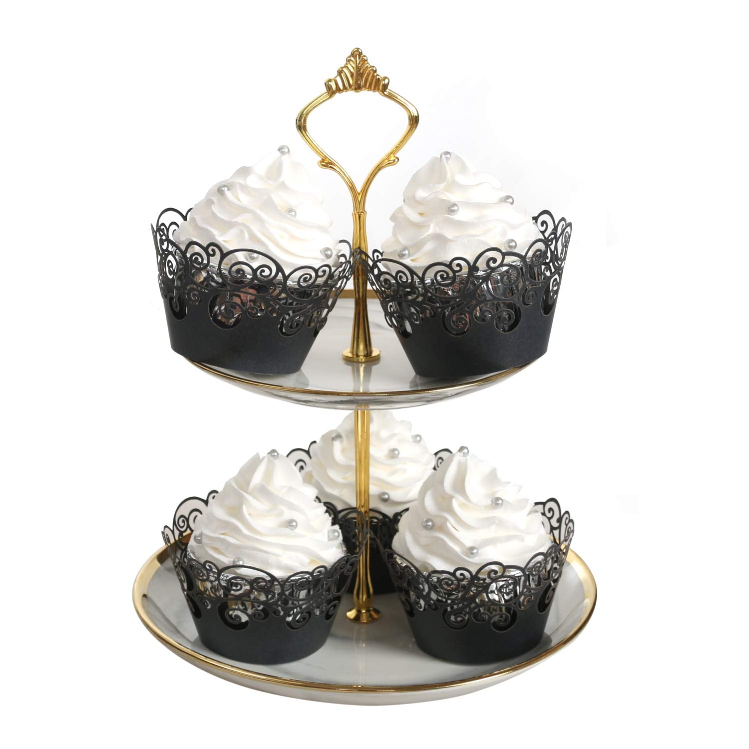 Cupcake Wrappers, Kposiya 100 Pack Cupcake Wraps Filigree Artistic Bake Cake Paper Cup Little Vine Laser Cut Liner Baking Cups M
