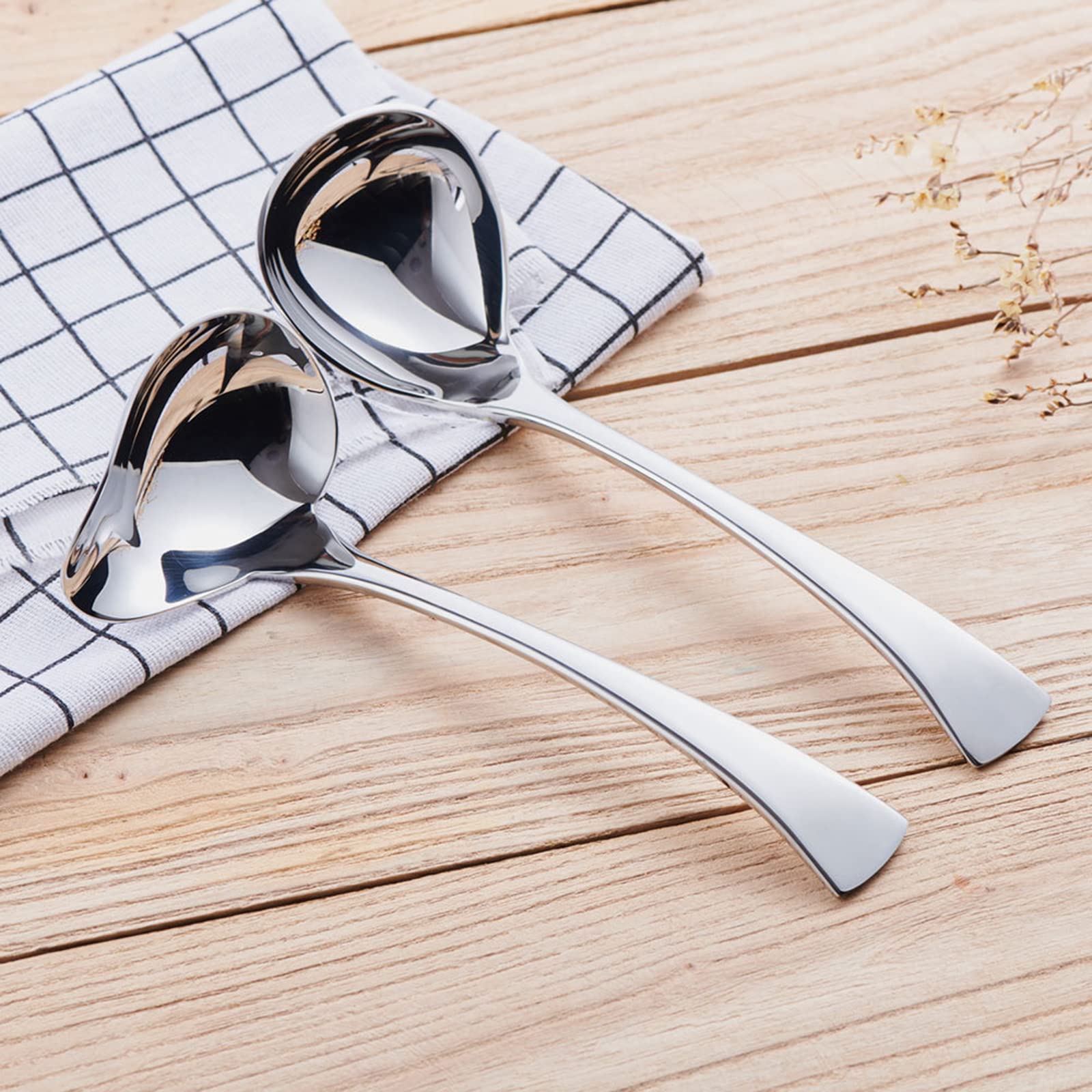Yarlung Set of 2 Gravy Spoon Small Ladle 7 Inch Sauce Drizzle Spoon with Spout  18/10 Stainless Steel Mini Soup Ladle Kitchen Utensils Table Serving