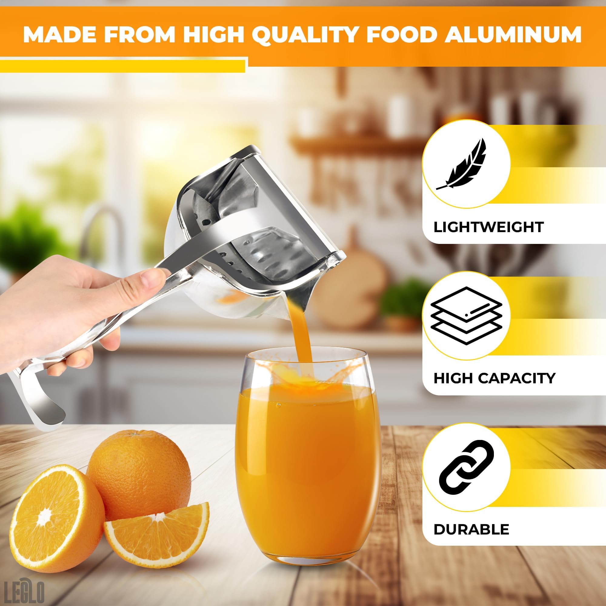 Thanksgiving Hand Juicer Squeezer Pomegranate Juicer - Aluminum Manual Hand Press Juicer, Comfortable Ergonomic Grip, Efficient