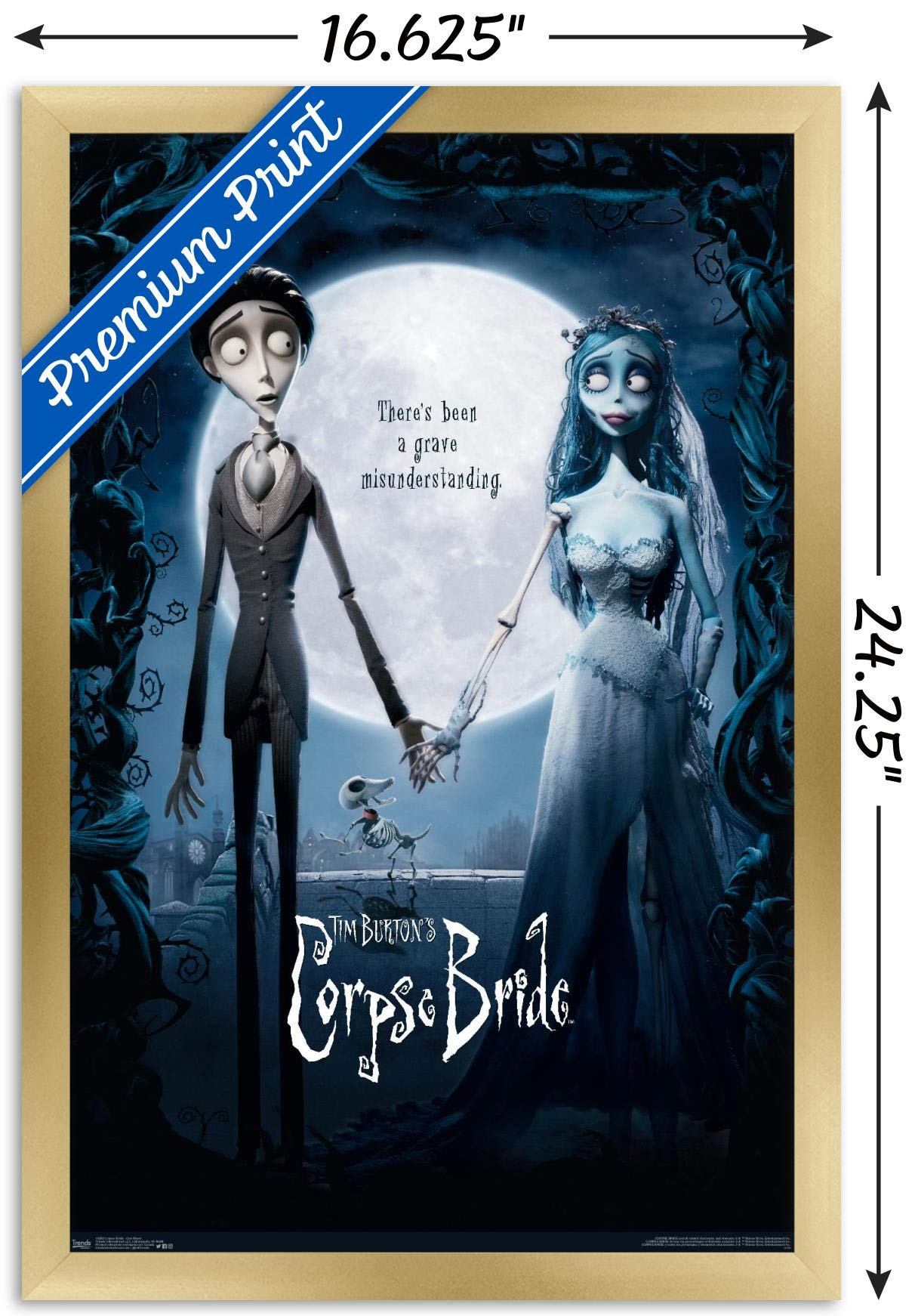 Trends International Tim Burton'S The Corpse Bride - One Sheet Wall Poster, 14.725'' X 22.375'', Gold Framed Version