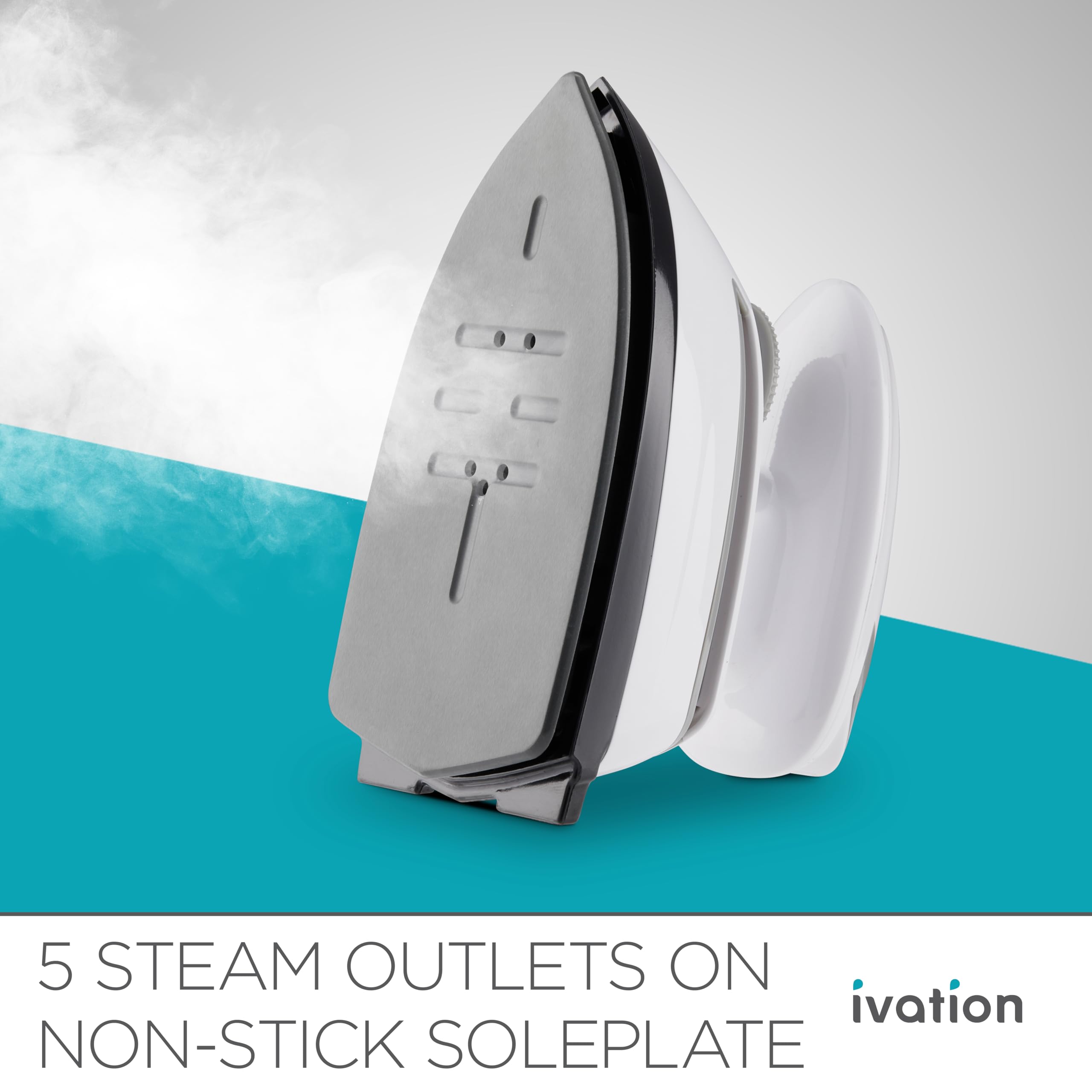 Ivation Travel Steam Iron | Mini Dual Voltage Dry Iron & Clothes Steamer With Nonstick Soleplate, Temperature Control & Indicato