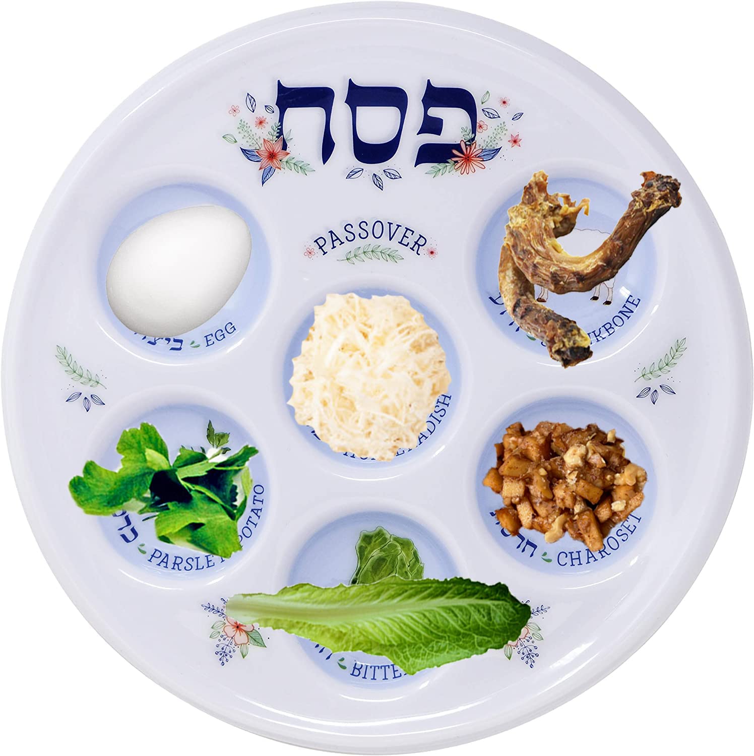 The Dreidel Company Passover Seder Plate Deluxe Quality Plastic 10'' Disposable Plates (Pack of 2)