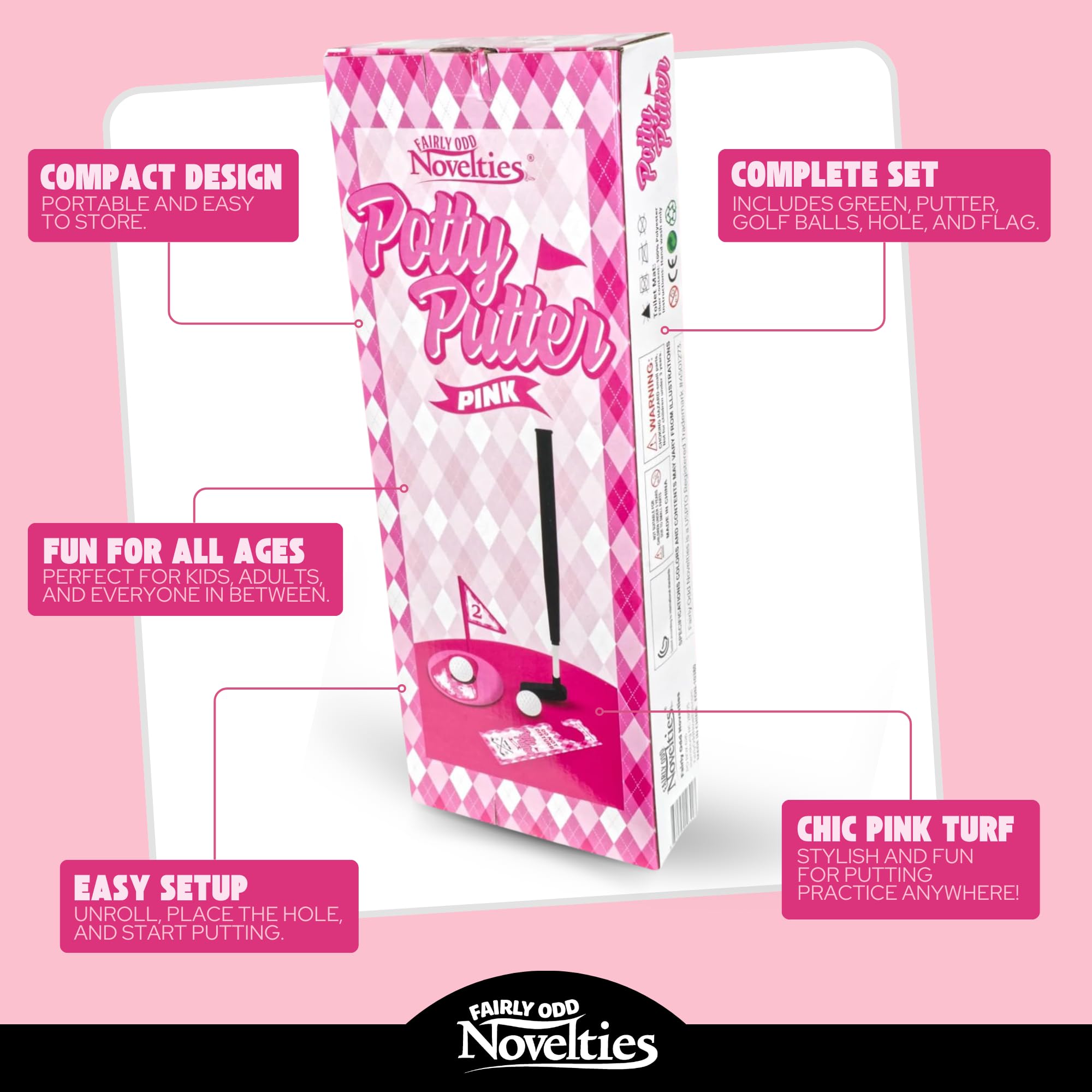 Fairly Odd Novelties Potty Putter for Women - Toilet Golf Game with Funny Golf Stuff f