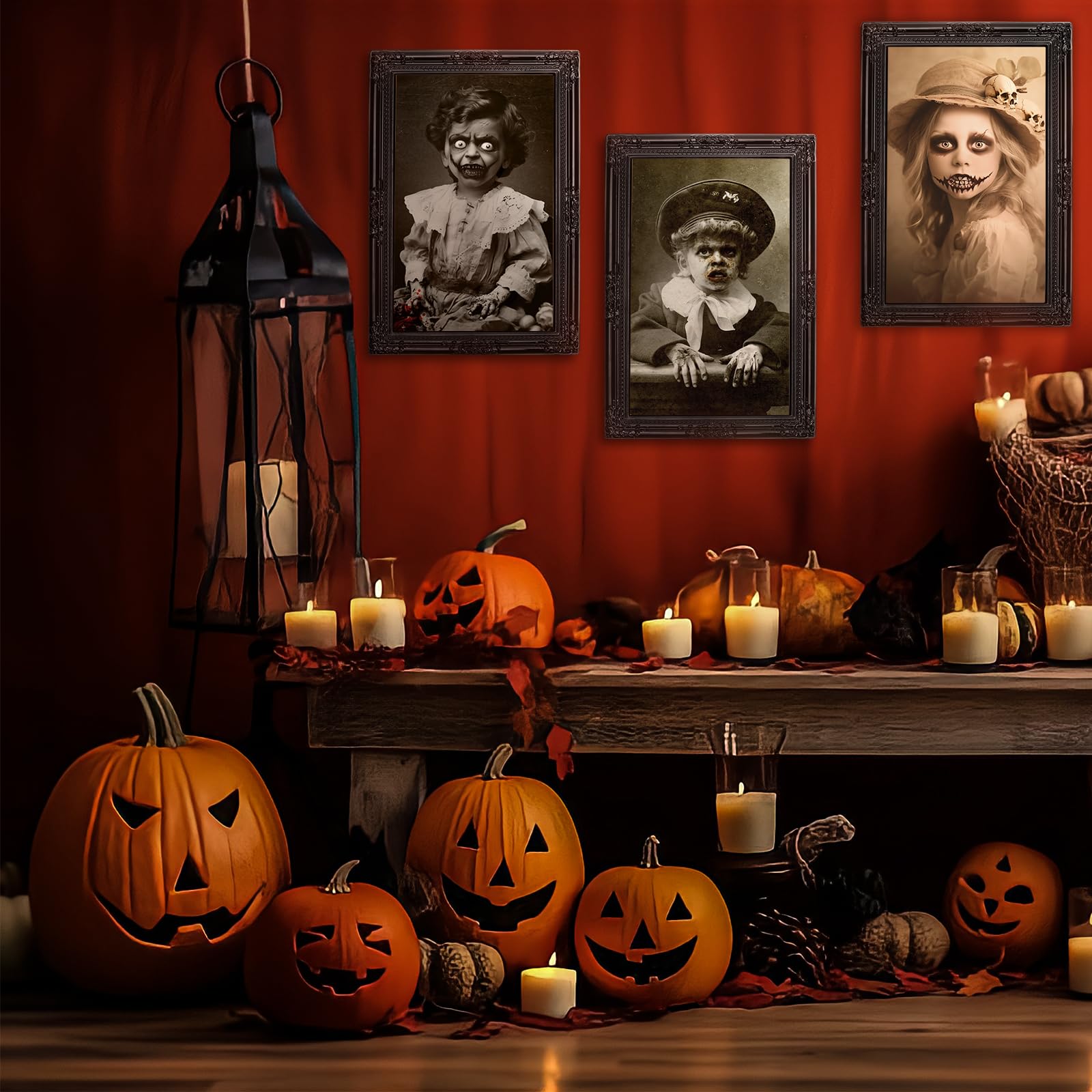 Halloween Decorations Indoor Scary Wall Decor, 12Pack 3D Changing Face Moving Picture Frames Portrait, Gothic Horror Castle Haun