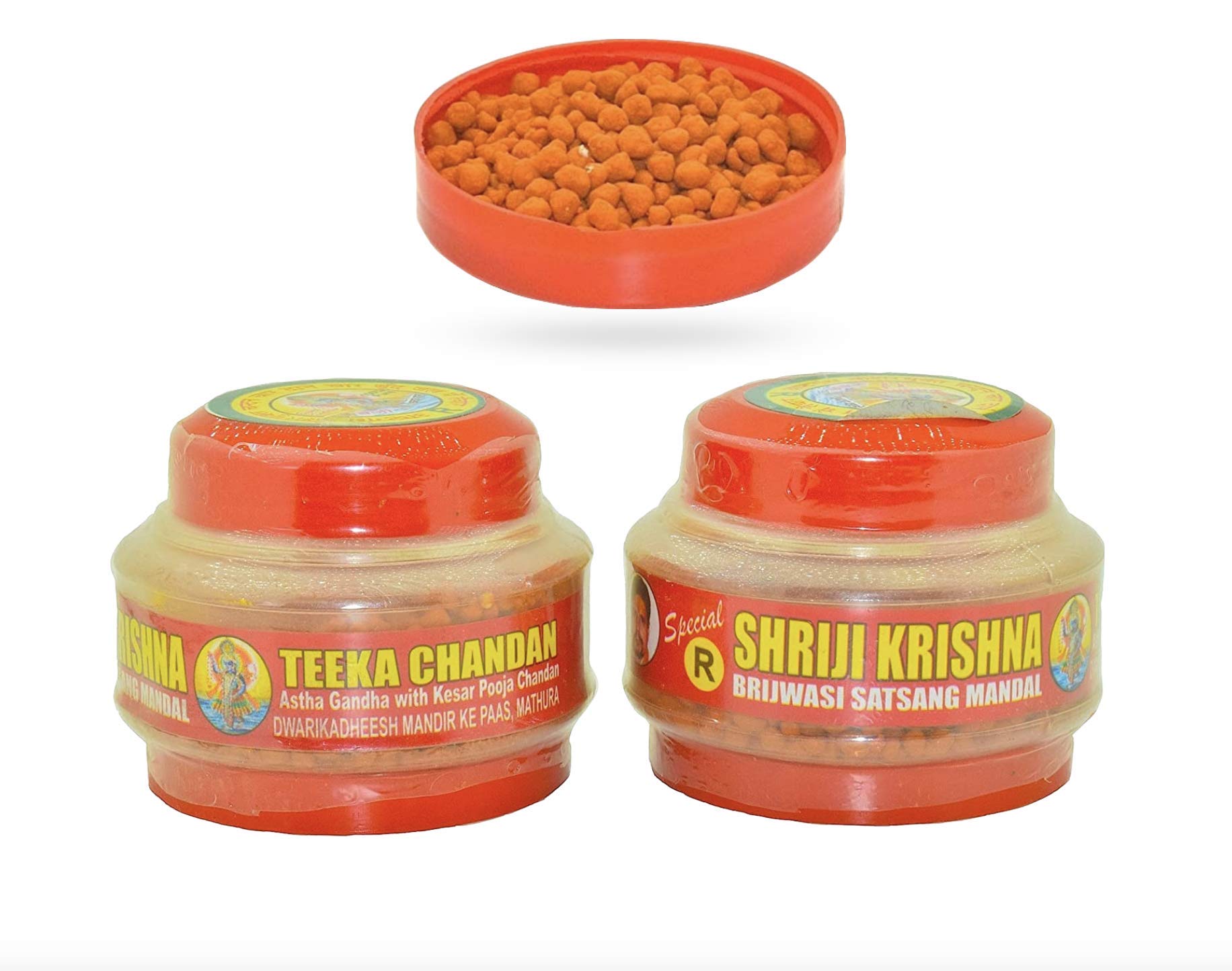 Rudradivine Ashtagandha Kesar Chandan Puja Tika (200 GM) for Laddu Gopal Ji Scented Tilak Granules from Mathura -Kesari Sandalwo