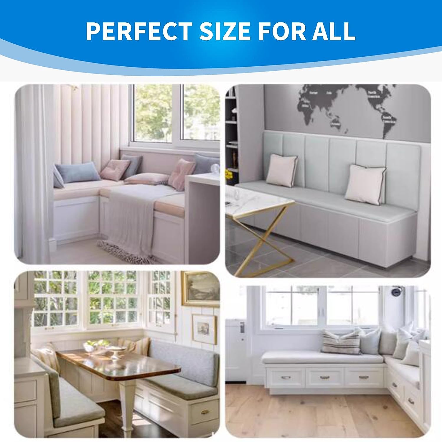 Loveboat Bench Cushion 54x16 Inch Soft Non-Slip Furniture Cushions for Bench Couch Swing Setee with Ties, Navy