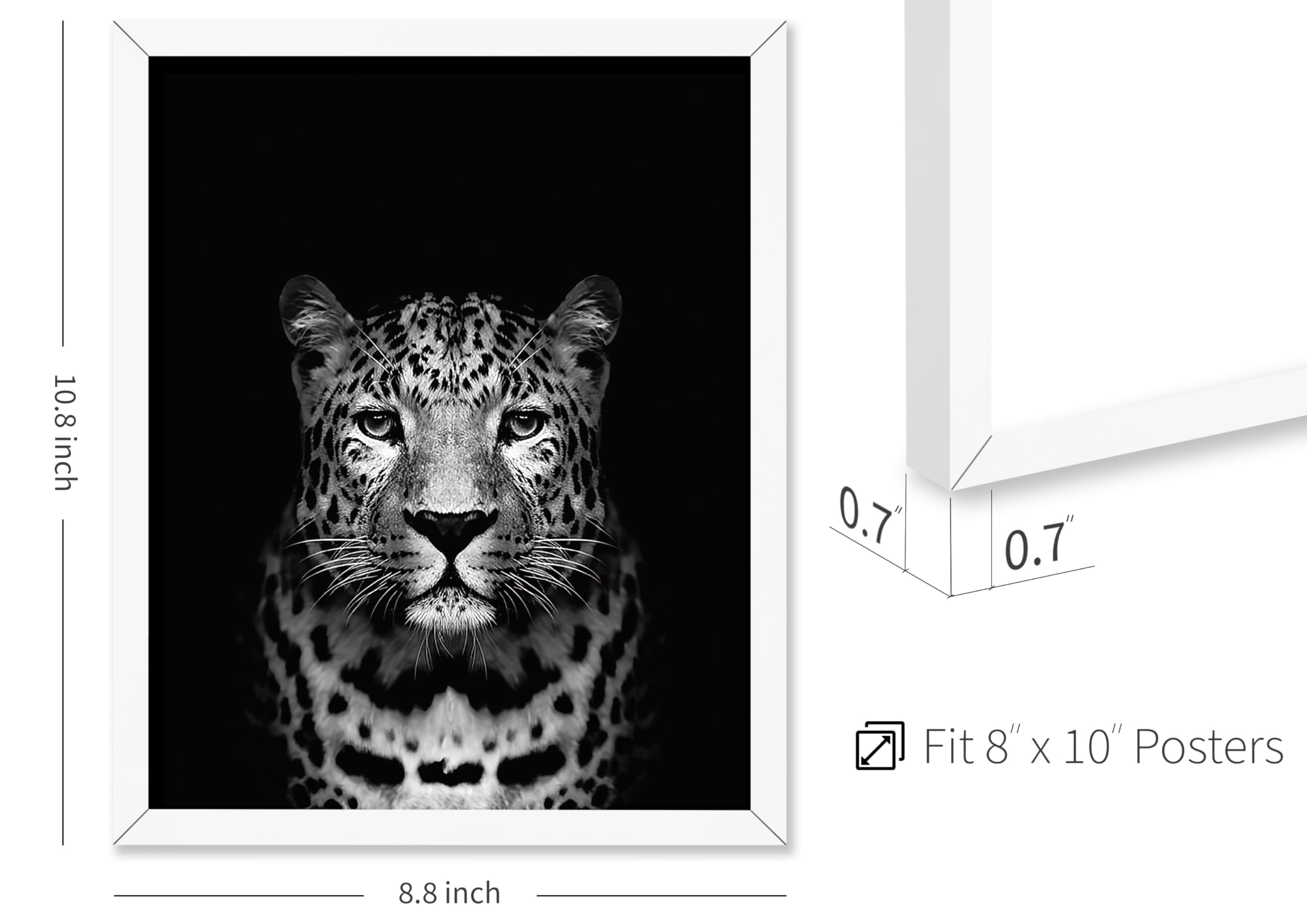 Poster Master Vintage Photograph Poster - Retro Animal Print - Leopard, Minimalist, Fierce, Black & White, Simple - Gift for Art