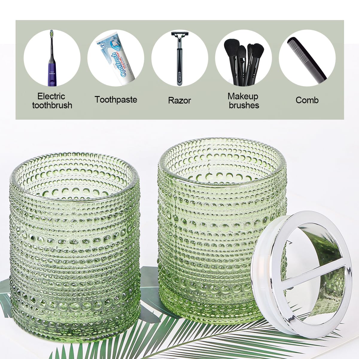 Tonxus Toothbrush Holders for Bathrooms,Glass Toothbrush Holder,10oz Bathroom Tumbler and Mouthwash Cup,Bathroom Storage Cup for