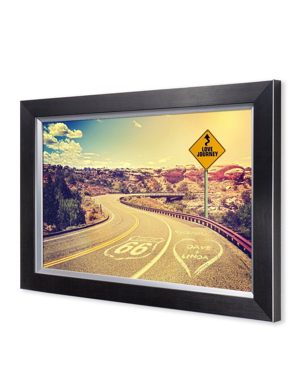 Ipic - Love Journey Personalized Framed Artwork For Romantic Anniversary And Wedding Gifts; Picture Size: 18X12, Framed Size: 21