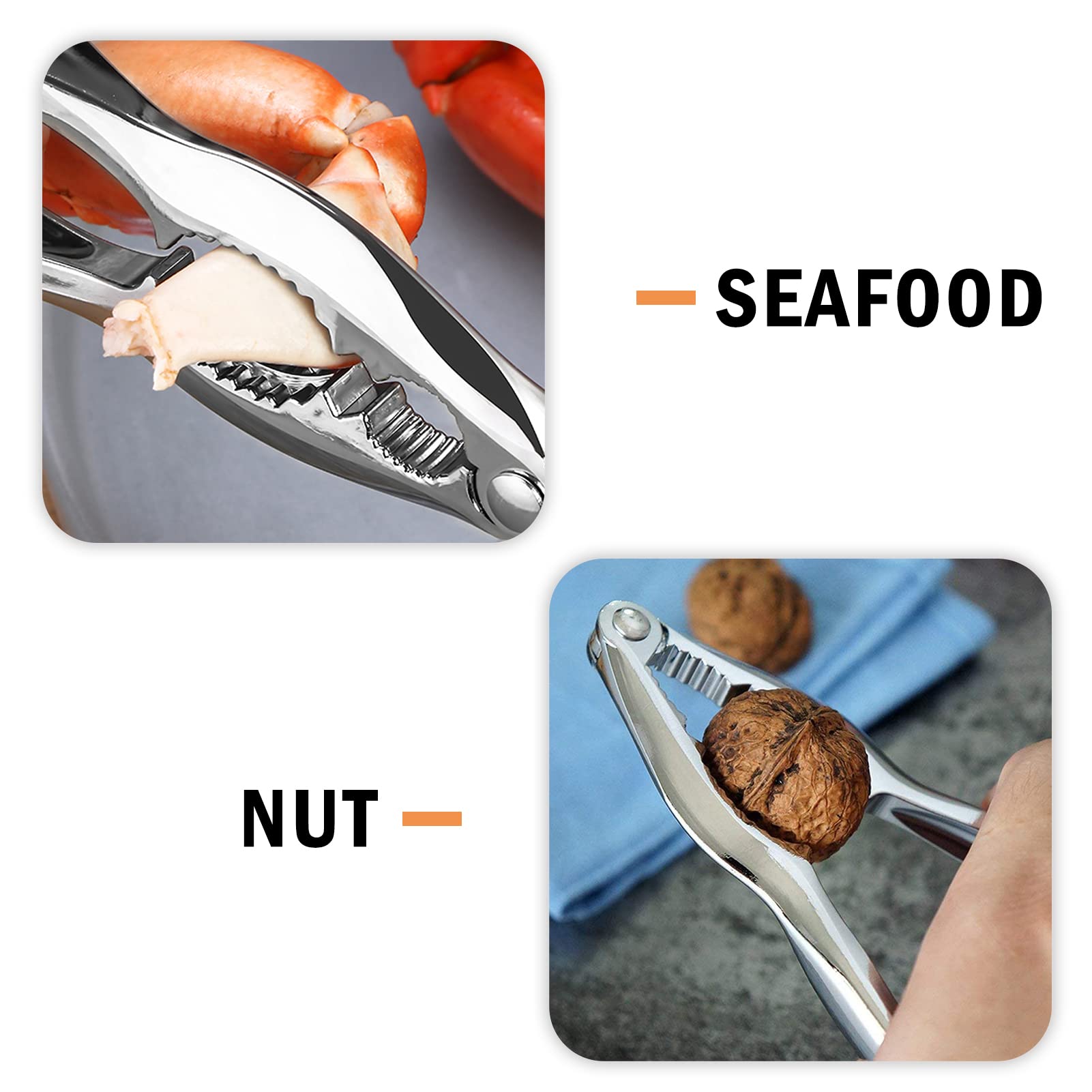 Artcome Pecan Nut Cracker Tool Set - Heavy Duty with Crab Cracker, Forks & Wooden Box, Stainless Steel, Model PecanCracker-SN4pc