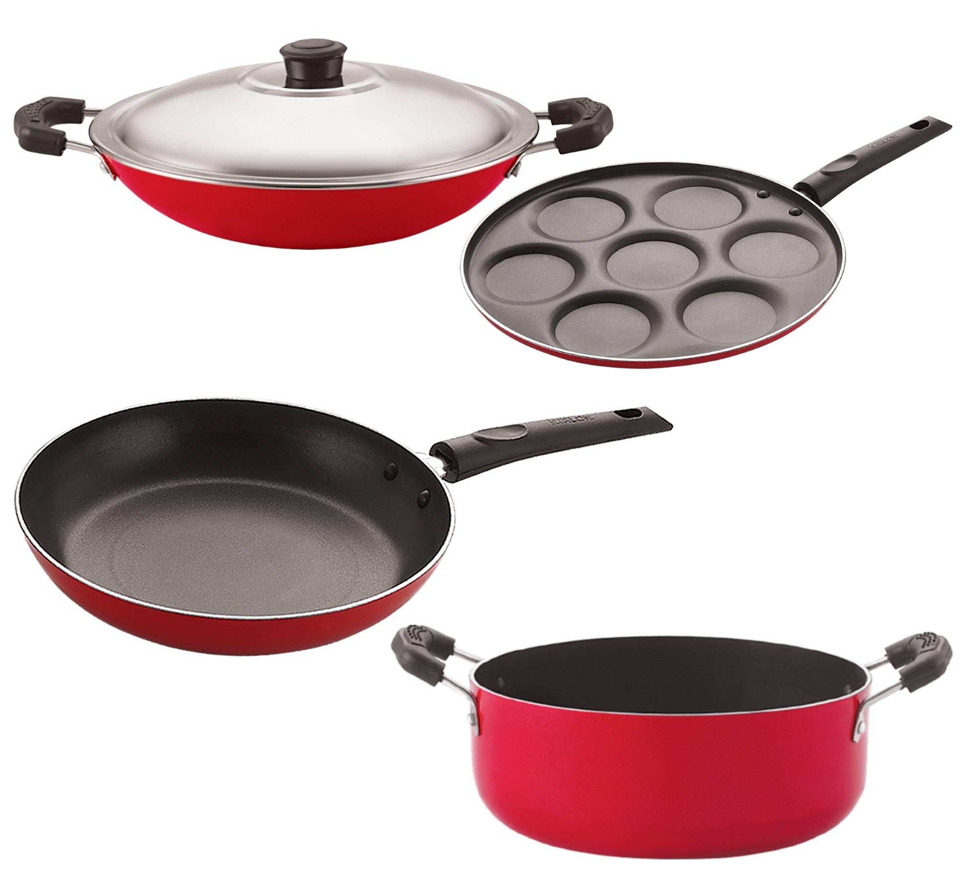 Nirlon Non Stick Aluminium Cookware Gift Set Of 4 Pieces (2.6Mm_Up(7)_Ac_Cass22_Tp24)