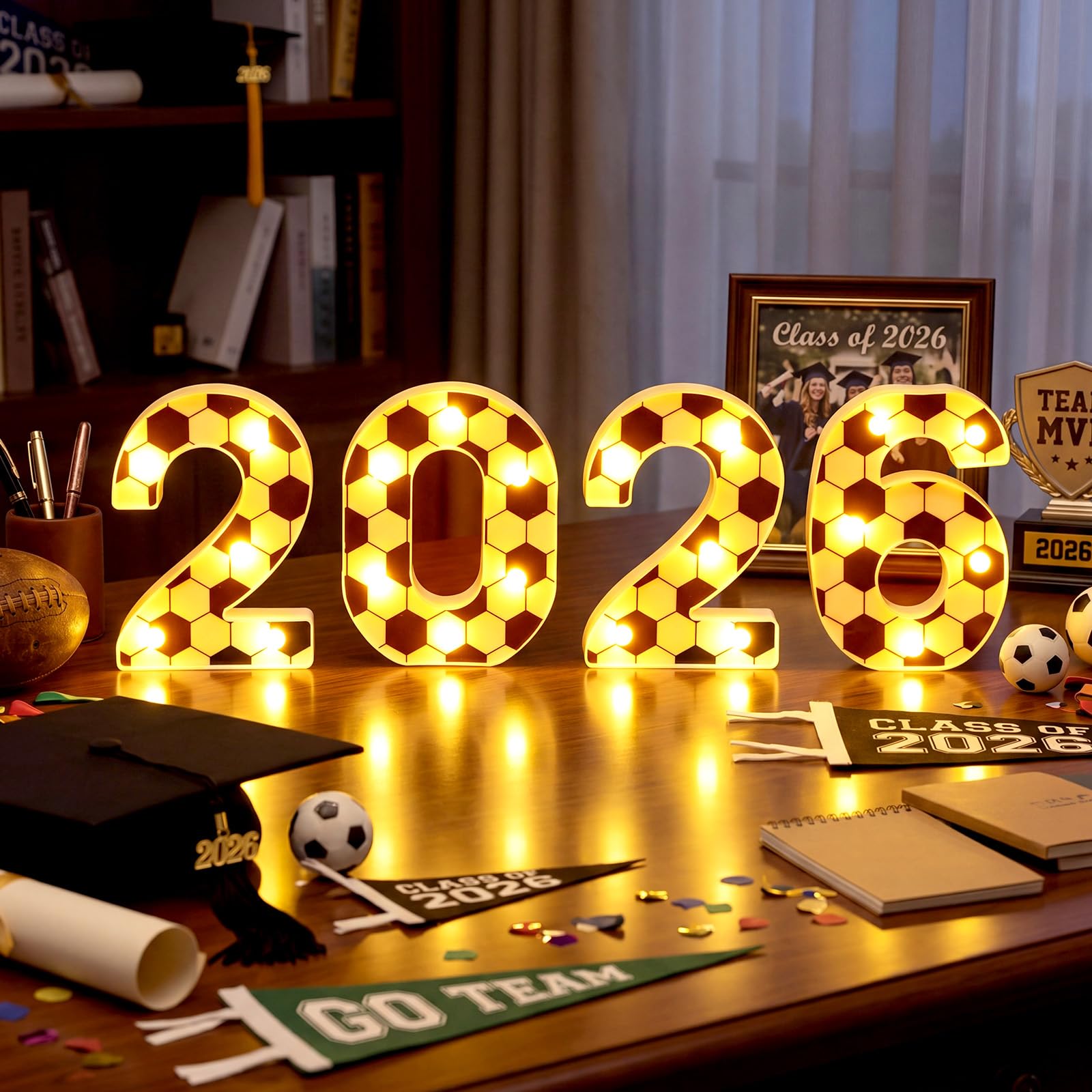 Aurelema Sukkot Large LED Letter Sign LED Lights Battery Powered Table Decoration for Party Gift Tabletop Decoration(Eid Mubarak