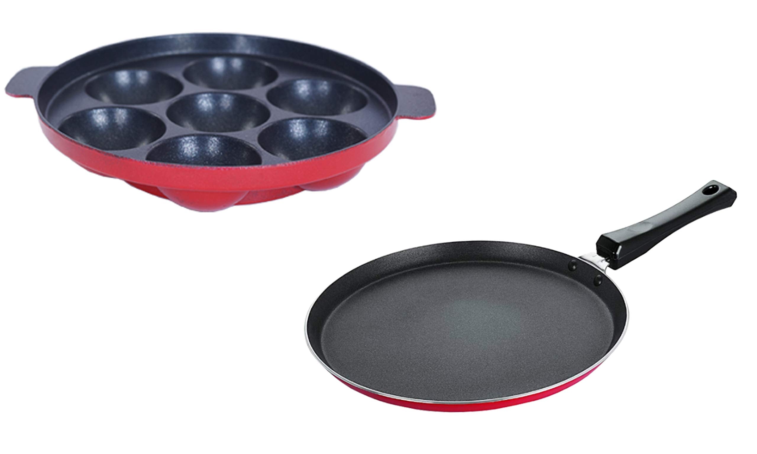 Nirlon Aluminium Non Stick Kitchen Utensil For Cooking Pots And Pan Set Of 3 Pieces (Ap_7_Cavity_Without_Lid_Ft12)