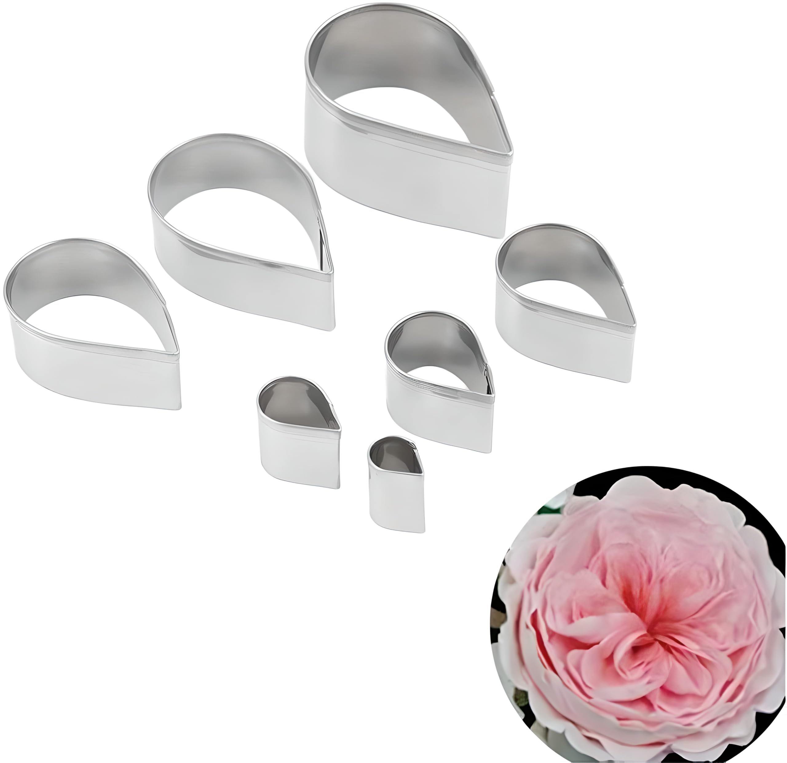 Zavaca 7 Pcs Rose Petal Cutter, 4 Pcs Herbaceous Peony Cutter & 4 Pcs Metal Ball Fondant Cake Decorating Sugarcraft Gumpaste Flo