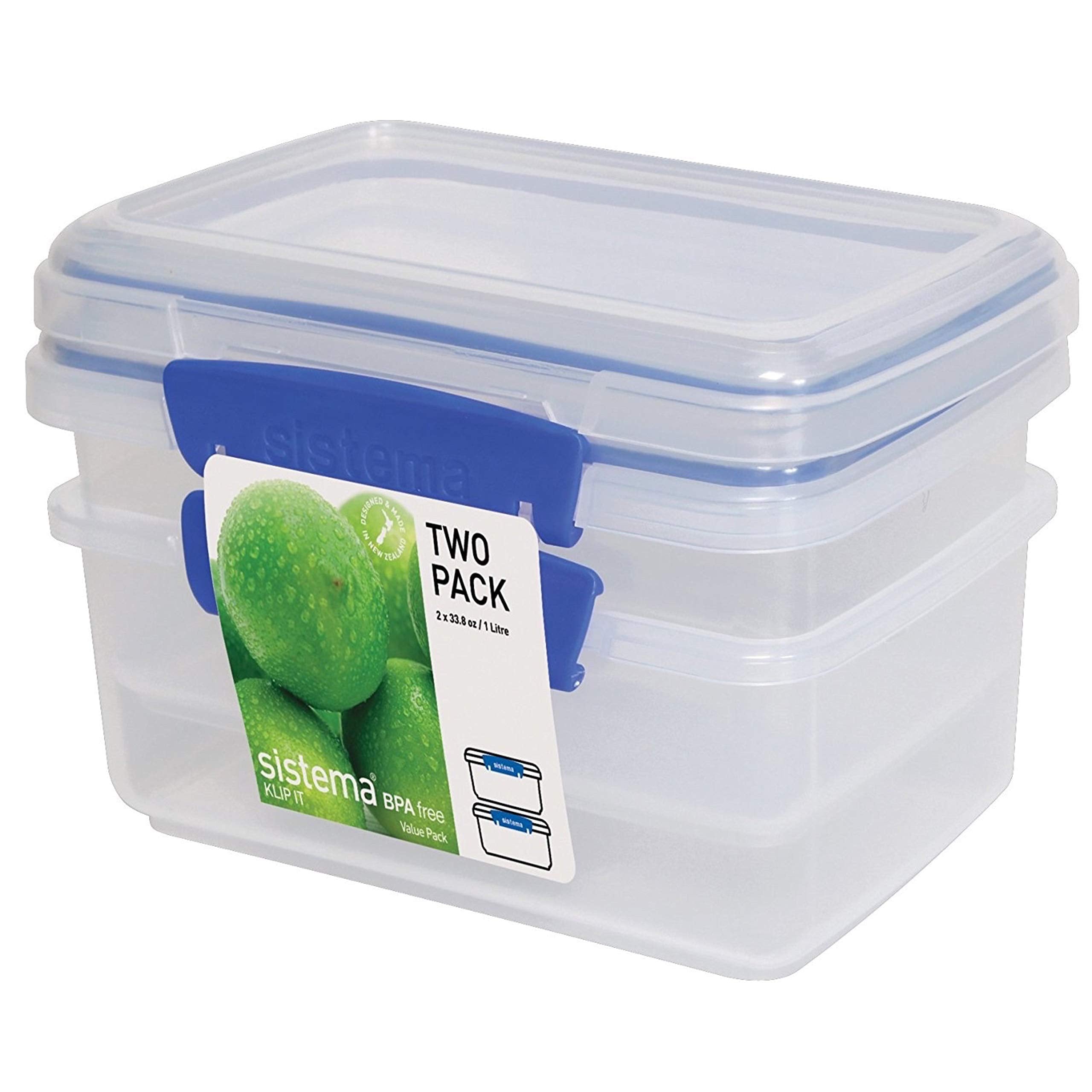 Sistema 1602Zs Plastic Container - 33.8 Oz, 2 Pieces, Clear