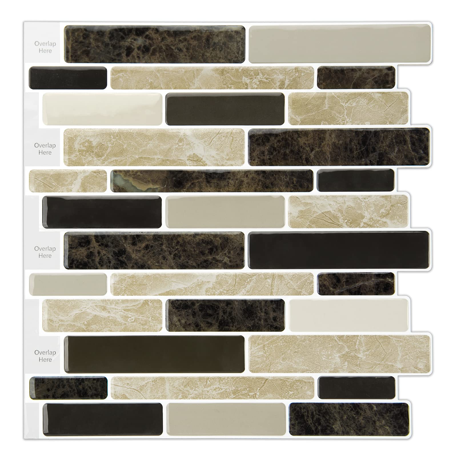 Longking 10-Sheet Brown Peel And Stick Backsplash Tile For Kitchen, Vinyl Stick On Tile Stickers For Wall, Kitchen, Bathroom, Co