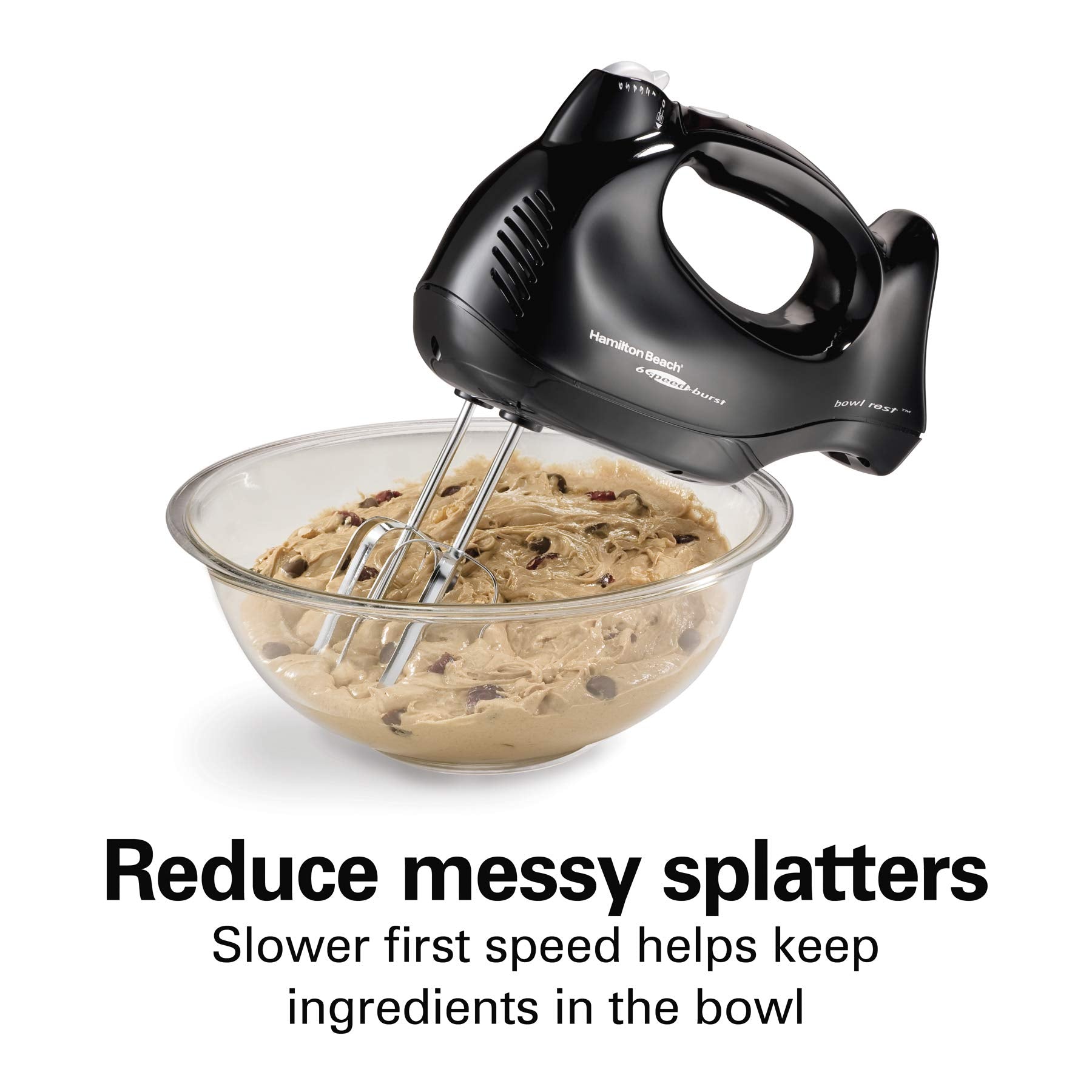 Hamilton Beach 6-Speed Electric Hand Mixer With Snap-On Case, Beaters, Whisk, Black (62692)