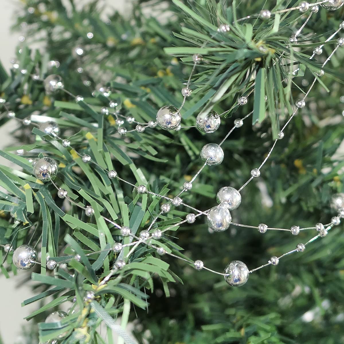 HADDIY Christmas Tree Beads Garland Decoration,66 Feet Silvery Pearl Strands Chain for Christmas Tree Decor,Crafts and Holiday D