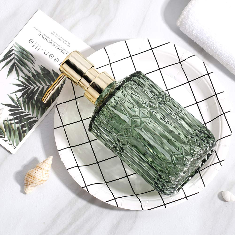 Yunnasi Soap Dispenser With Pump, Refillable Liquid Hand Soap Dish Soap Dispensers For Bathroom Counter, Kitchen Sink (Green)