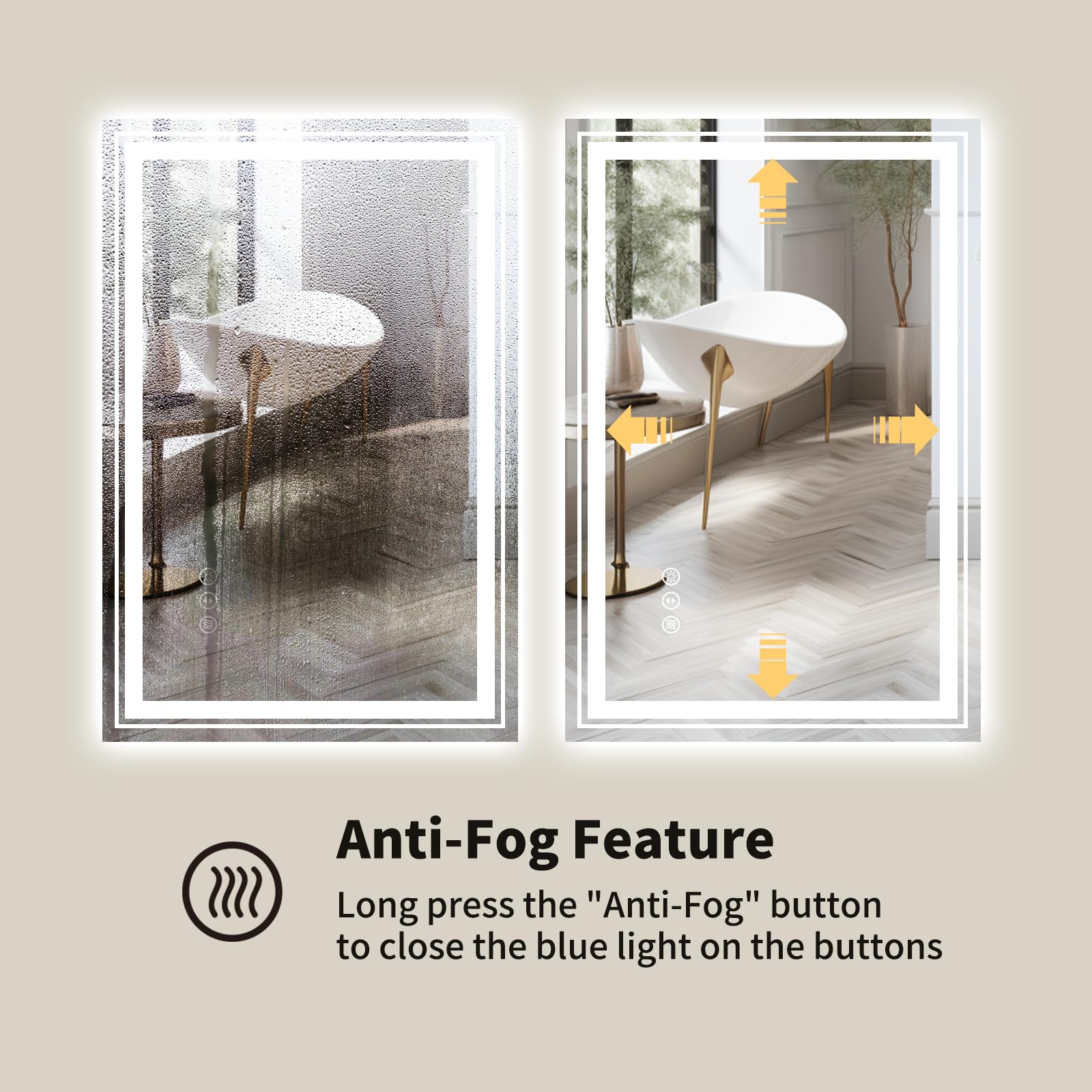 Wtty Led Bathroom Mirror 20''X 28'' With Backlit And Front Light,Dimmable Led Mirror For Bathroom,Anti-Fog Lighted Bathroom Vani