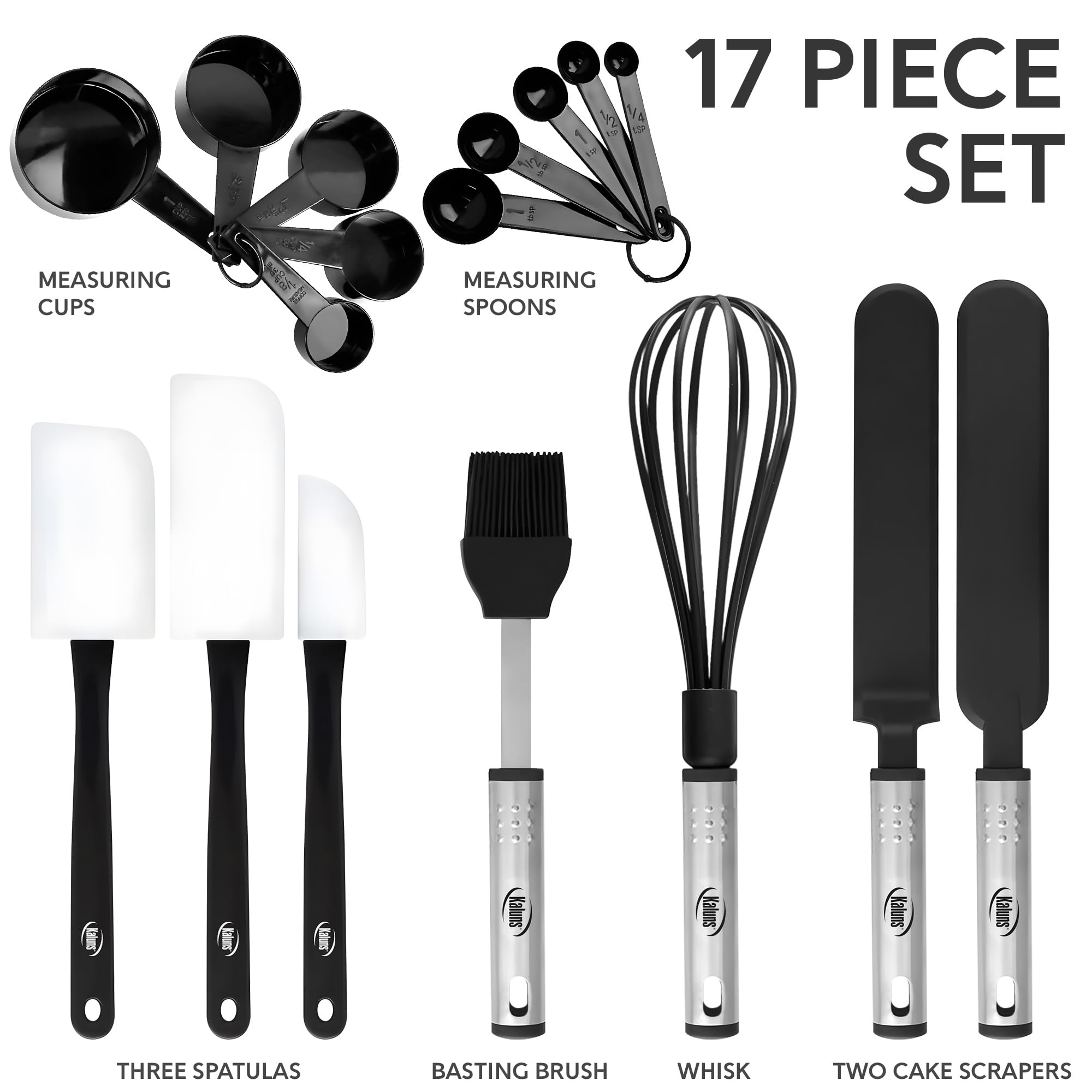 Silicone Spatula Set, 17 Piece Baking Utensils, Nylon And Stainless Steel, Non Stick And Heat Resistant Bakeware Set New Baker'S