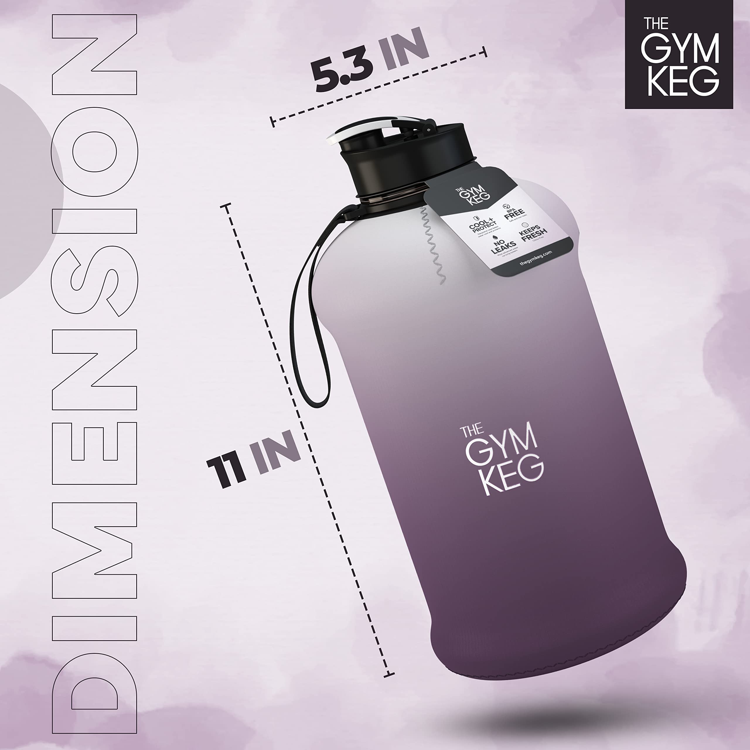 The Gym Keg Sports Water Bottle Half Gallon Carry Handle Big Water Jug For Sport Large Reusable Water Bottles Eco-Friendly, Trit