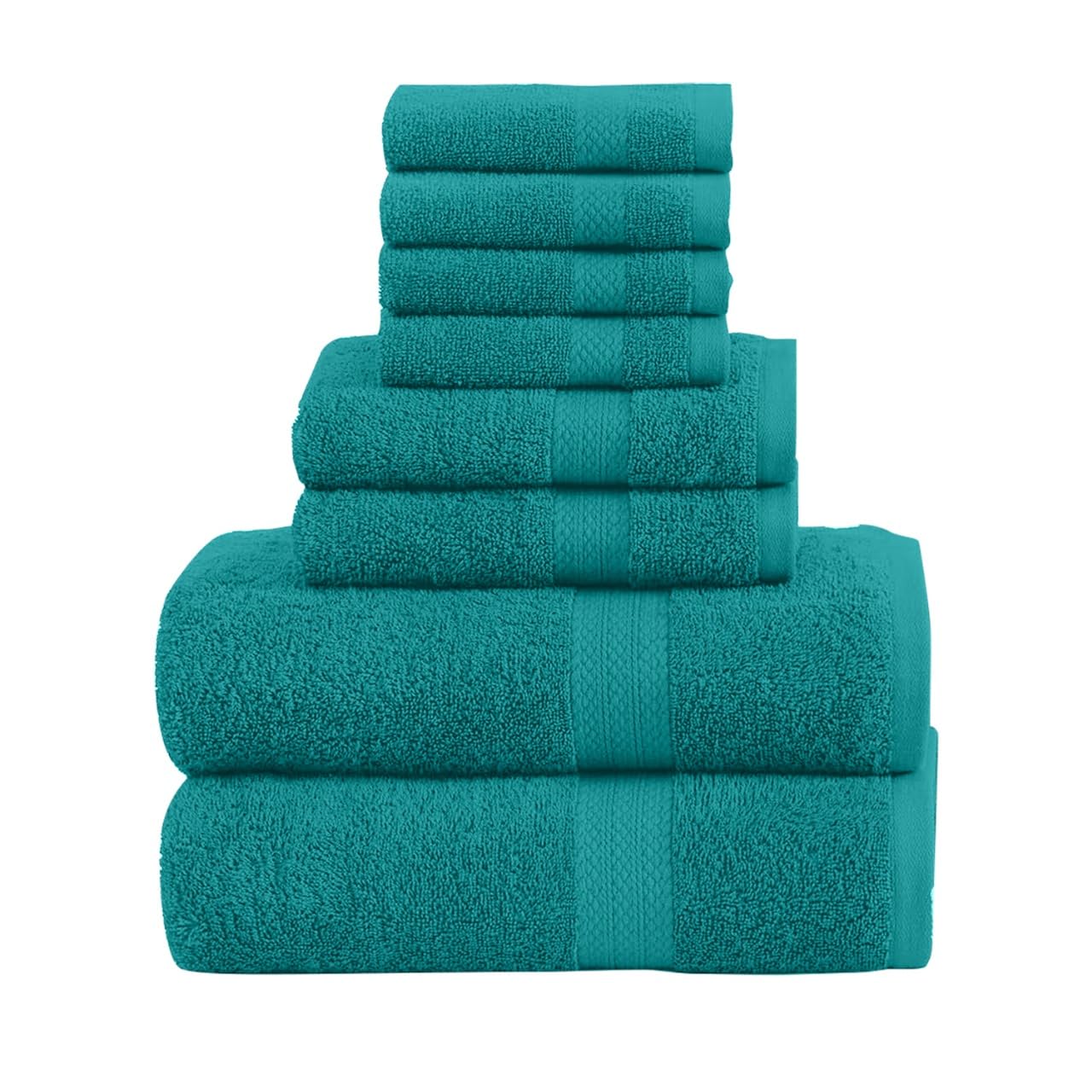 Quba Linen Towels Set Of 8 Pcs (Teal)