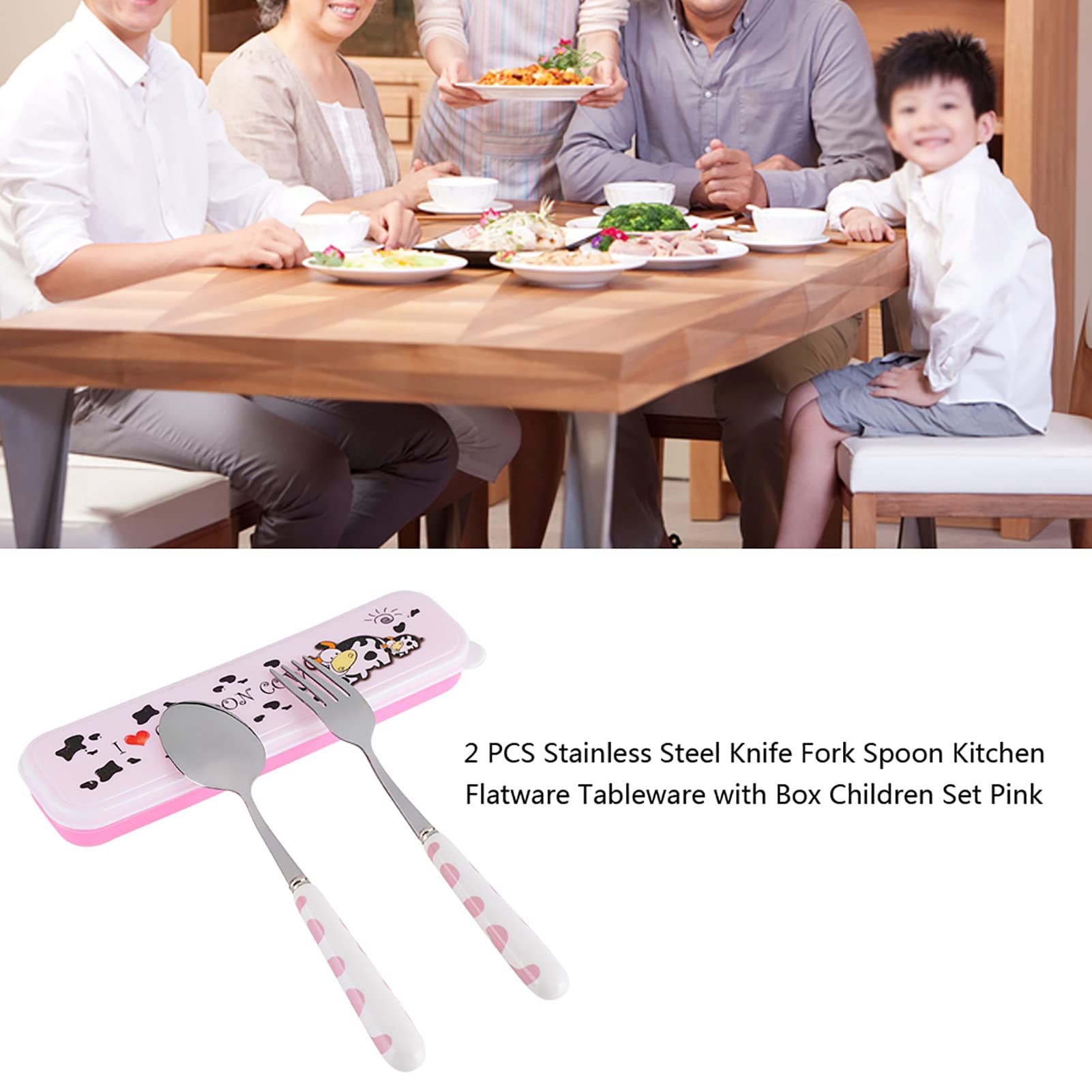 Children Flatware Set, Stainless Steel Fork Spoon with Storage Box Dinner Utensils Spoon Fork Set with Travel Case Toddler Trave