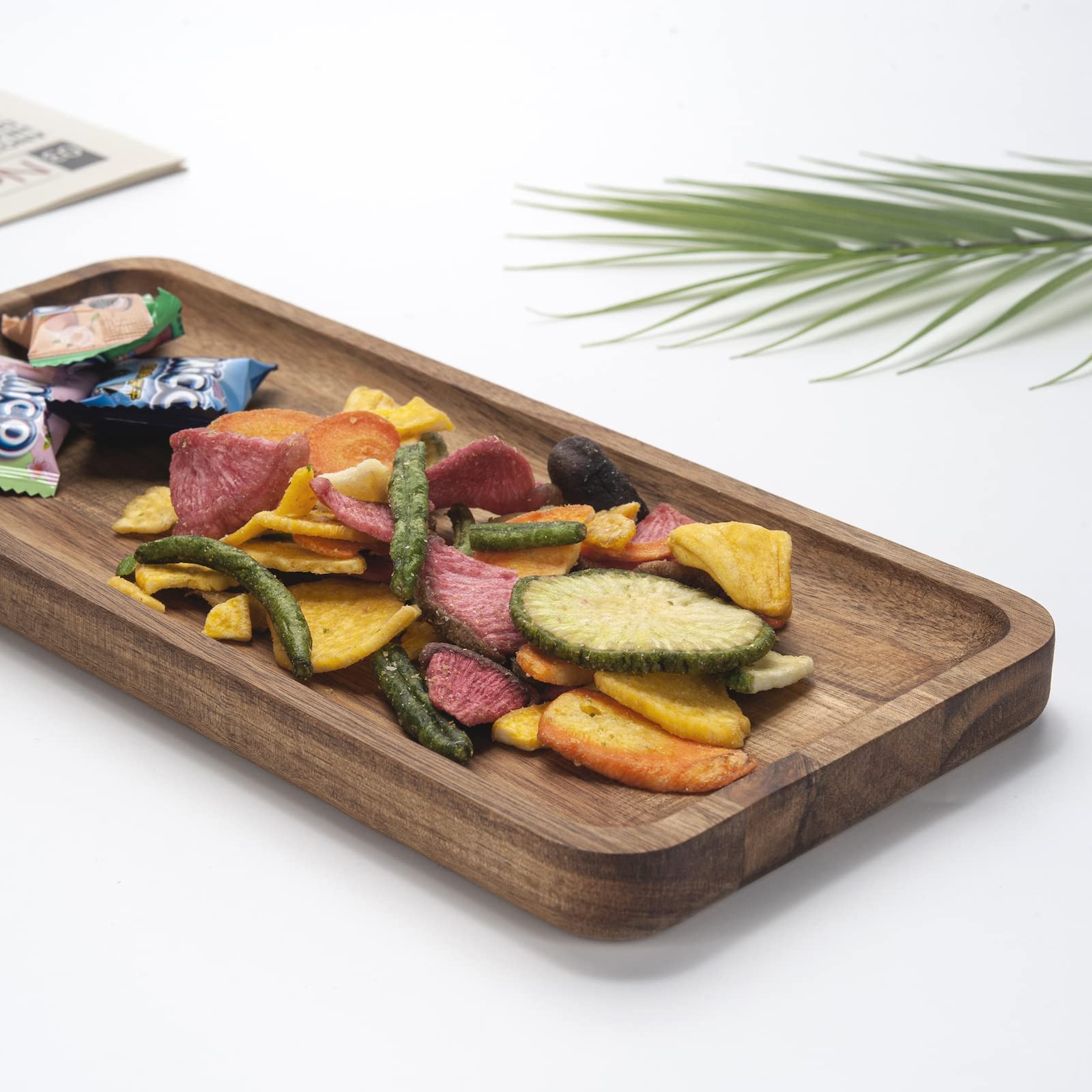 Bathroom Vanity Tray, Acacia Wood Counter Tray, Toilet Tank Tray, Appetizer Charcuterie Snack Serving Board, 11.8 X 5.5 X 0.8 In