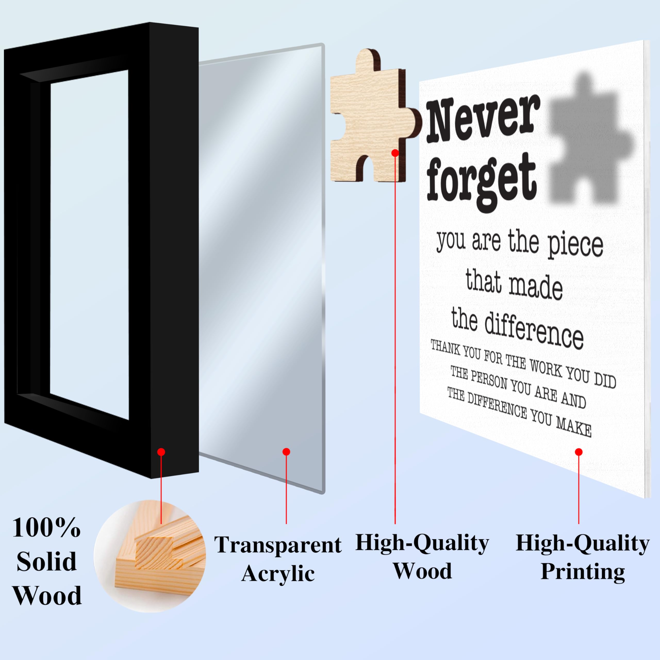 Thank You Appreciation Gift for Teacher Boss Leader Coworker, Never Forget the Difference You Make, Plaque Ornament Card Gifts M