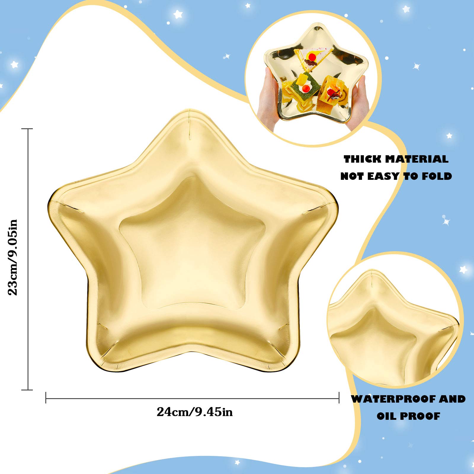 30 Pieces Thick Star Shaped Paper Plates Disposable Party Plate Pentagram Dinnerware Plate For Graduation Independence Day Weddi