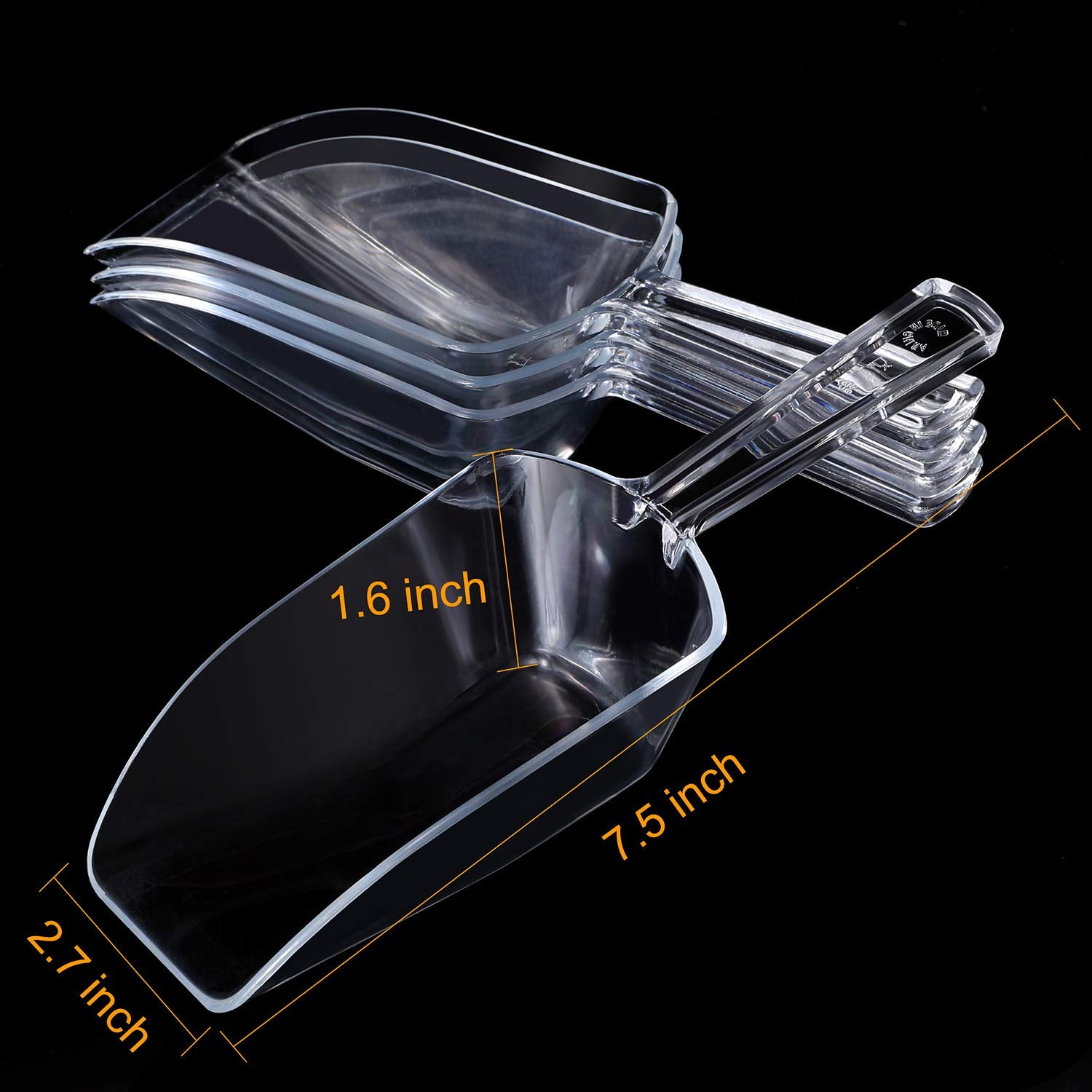 4 Pieces Multi-Purpose Kitchen Scoops Ice Scoop Bath Scoops, Clear Food Candy Sugar Scoop For Kitchen Bar Party Wedding (7.5 Inc