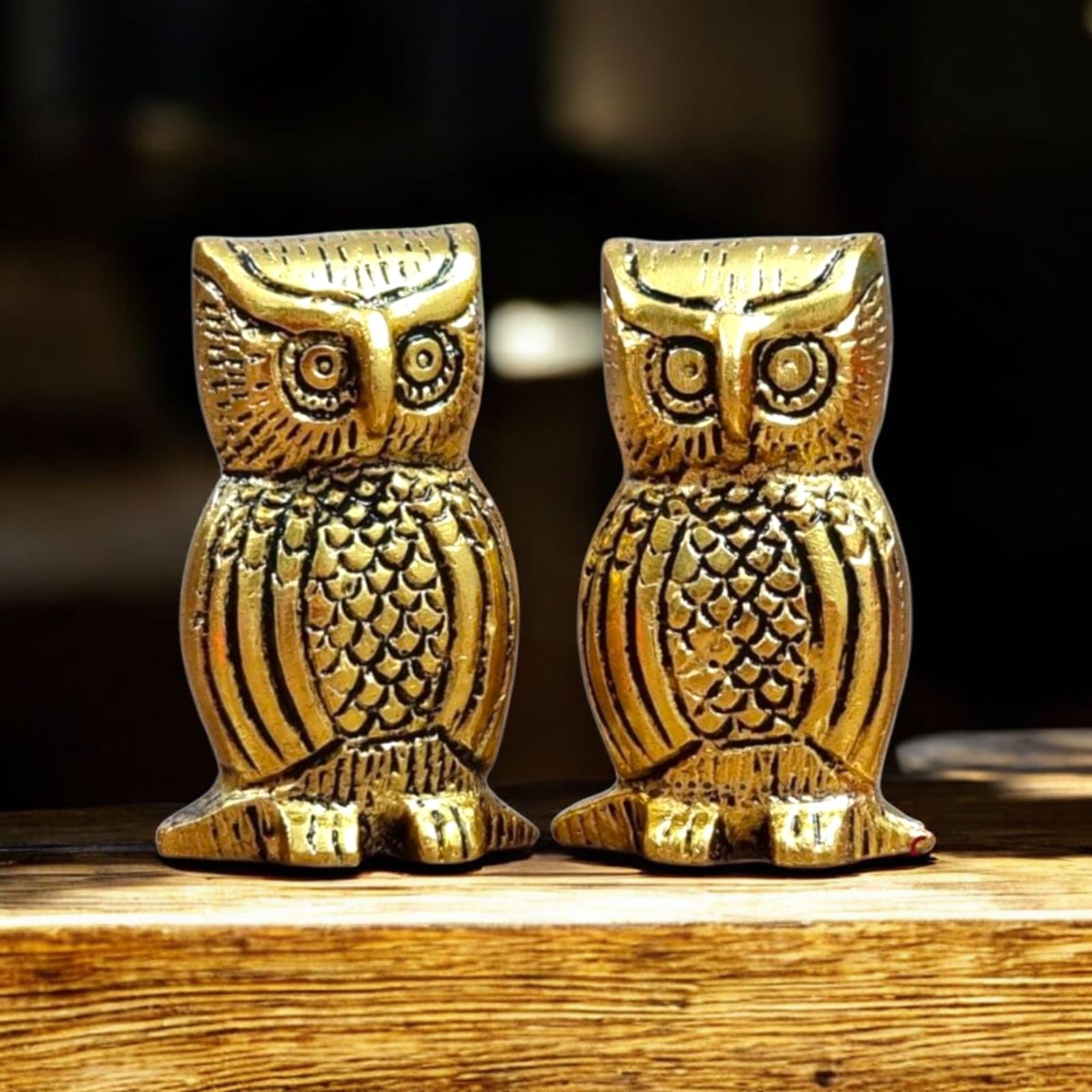 Saudeep India Oxidised Metal Miniature Owl Pair For Home Dcor | Decorative Figurine For Living Room, Study Table, Office Shelf |
