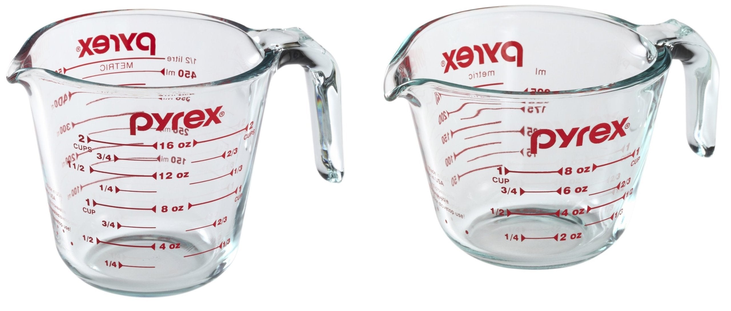 Pyrex Prepware Measuring Cup, Clear With Red Measurements, Duo Set, 1-Each 1-Cup And 2-Cup