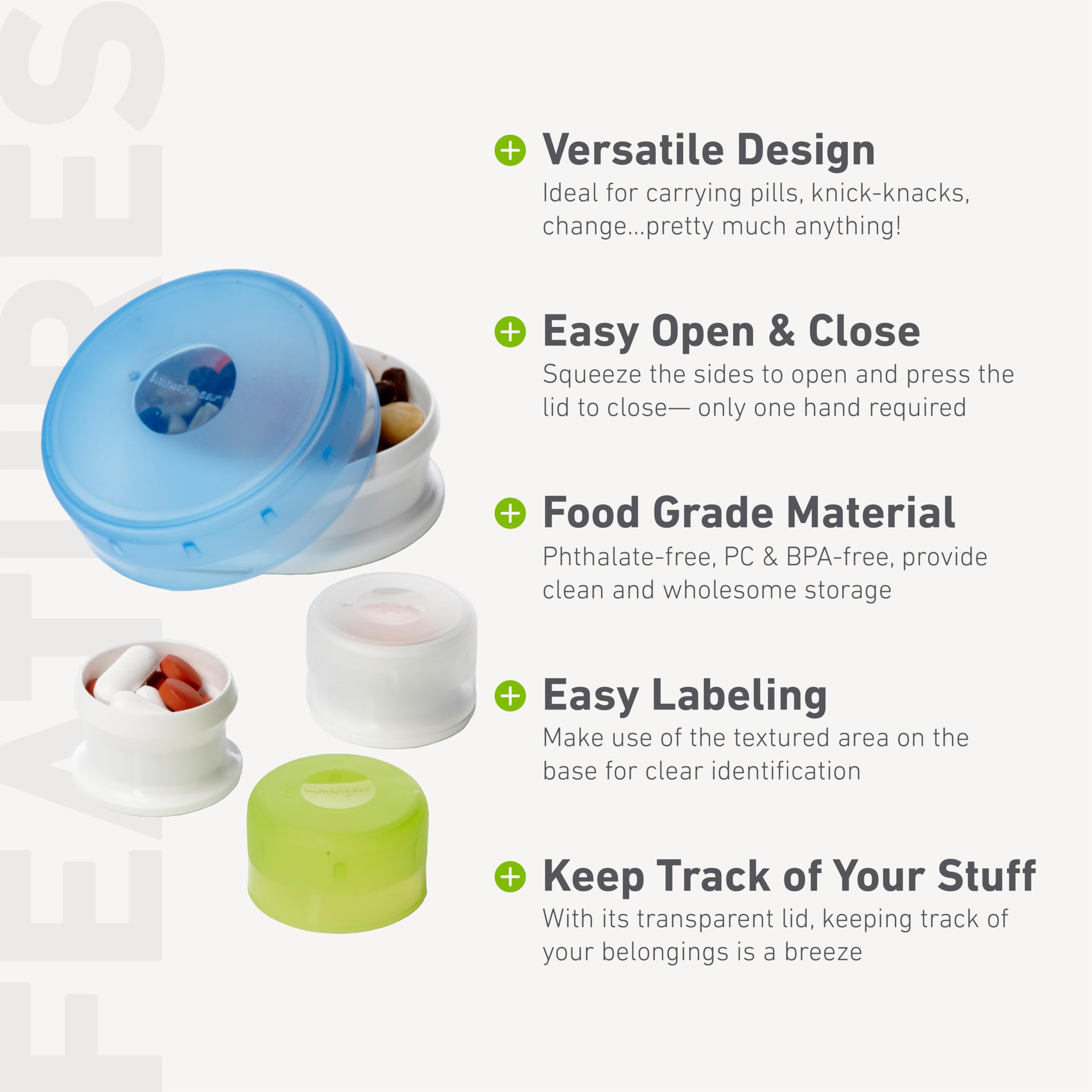 Humangear Gotubb | Hard Container | Easy Open | Food-Safe Material, Clear/Orange/Red, Small