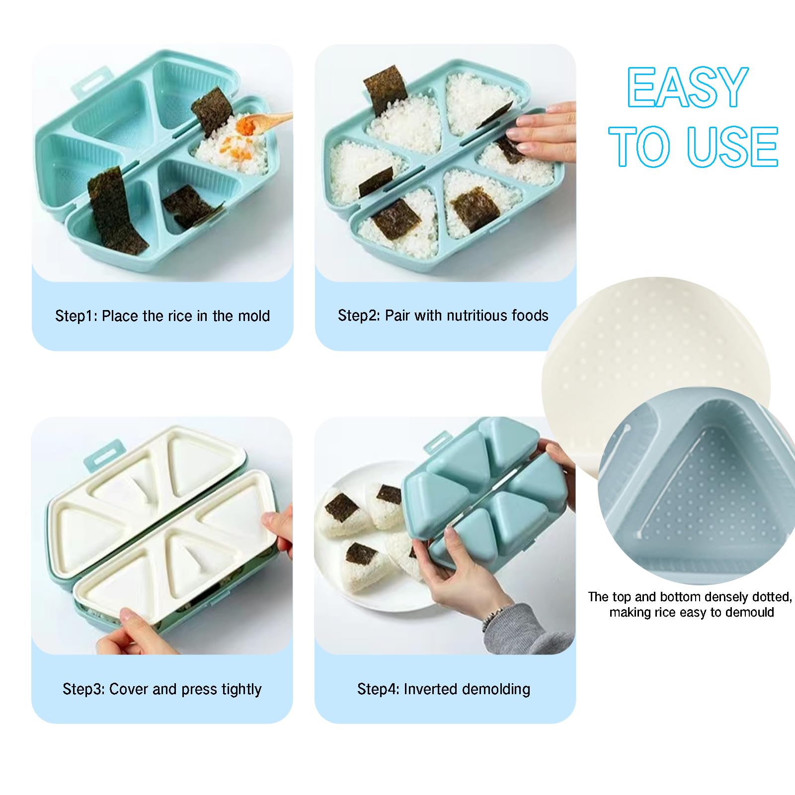 Hibilder 6 In 1 Onigiri Mold Triangle Sushi Mold Once Quickly Make 6Pcs Sushi - Multifunctional Rice Ball Mold For Making And St