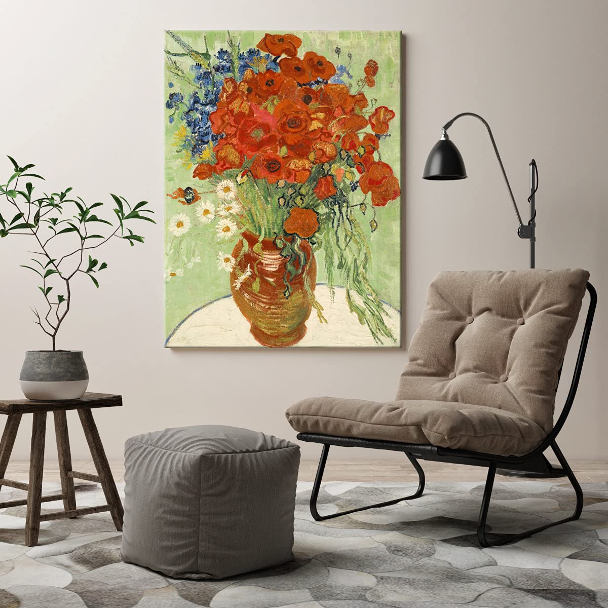 Wieco Art Red Poppies And Daisies Large Canvas Prints Wall Art Of Van Gogh Famous Artwork Floral Oil Paintings Reproduction Abst