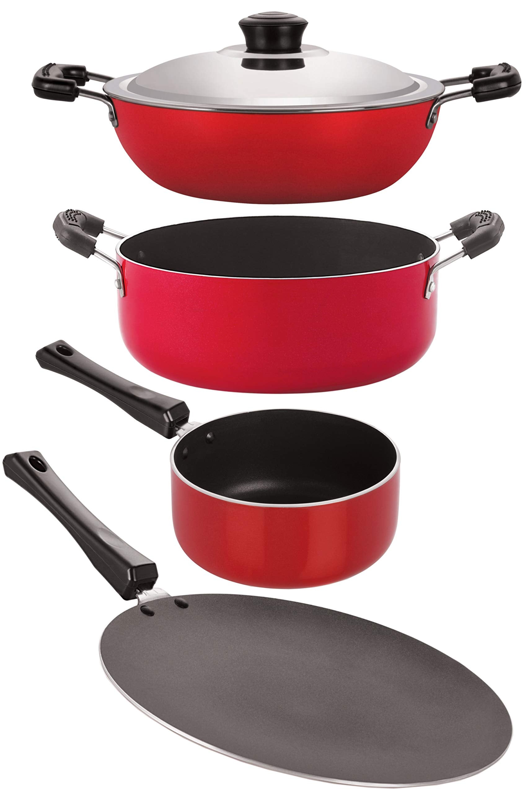 Nirlon NonStick Cookware Kitchen Cooking Essential Combo Set (Ct11_Dkd(B)_Sp(B)_Cs24)