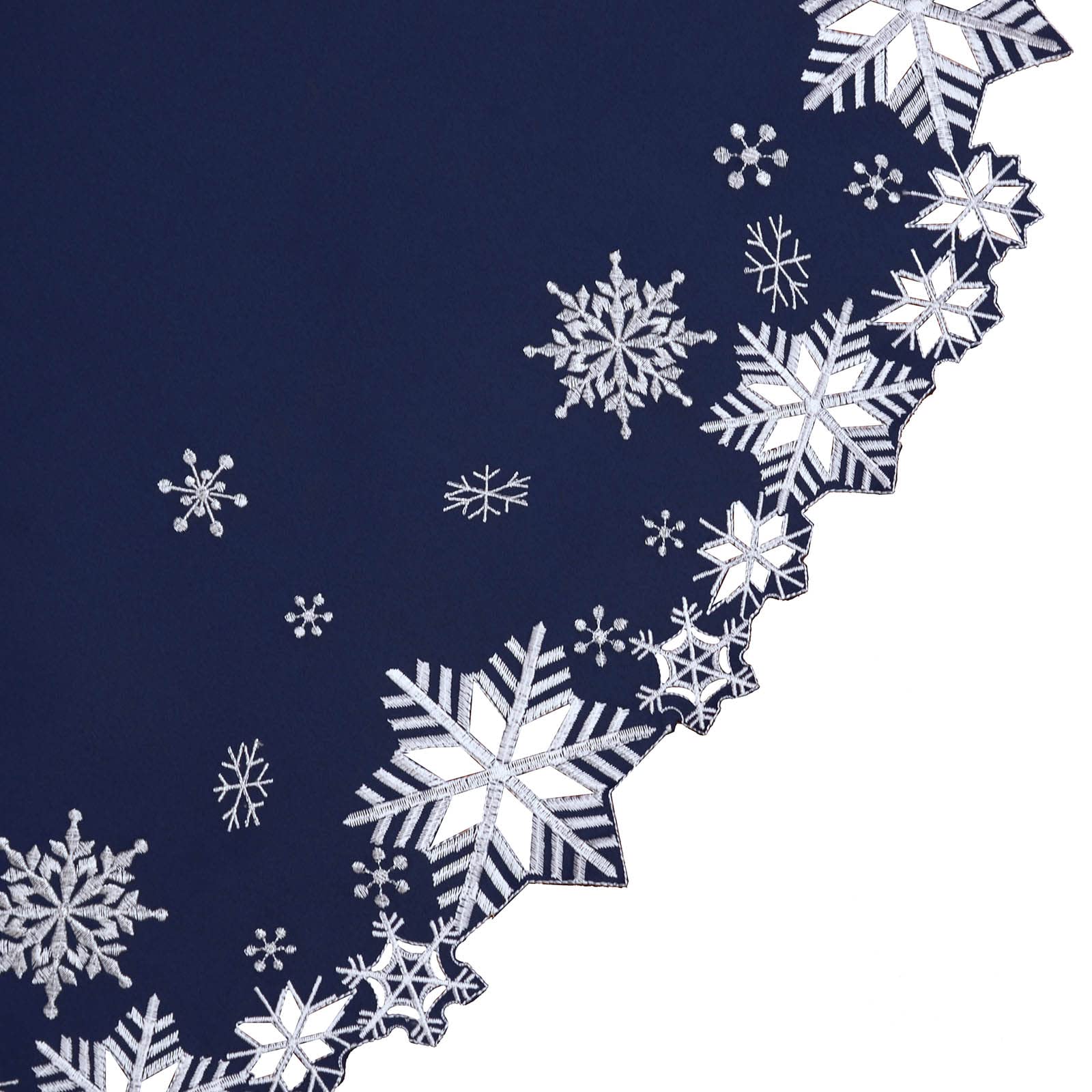 Simhomsen Embroidered Snowflakes Tablecloths For Christmas Holiday And Winter (Oval 57    102 Inches, Navy)