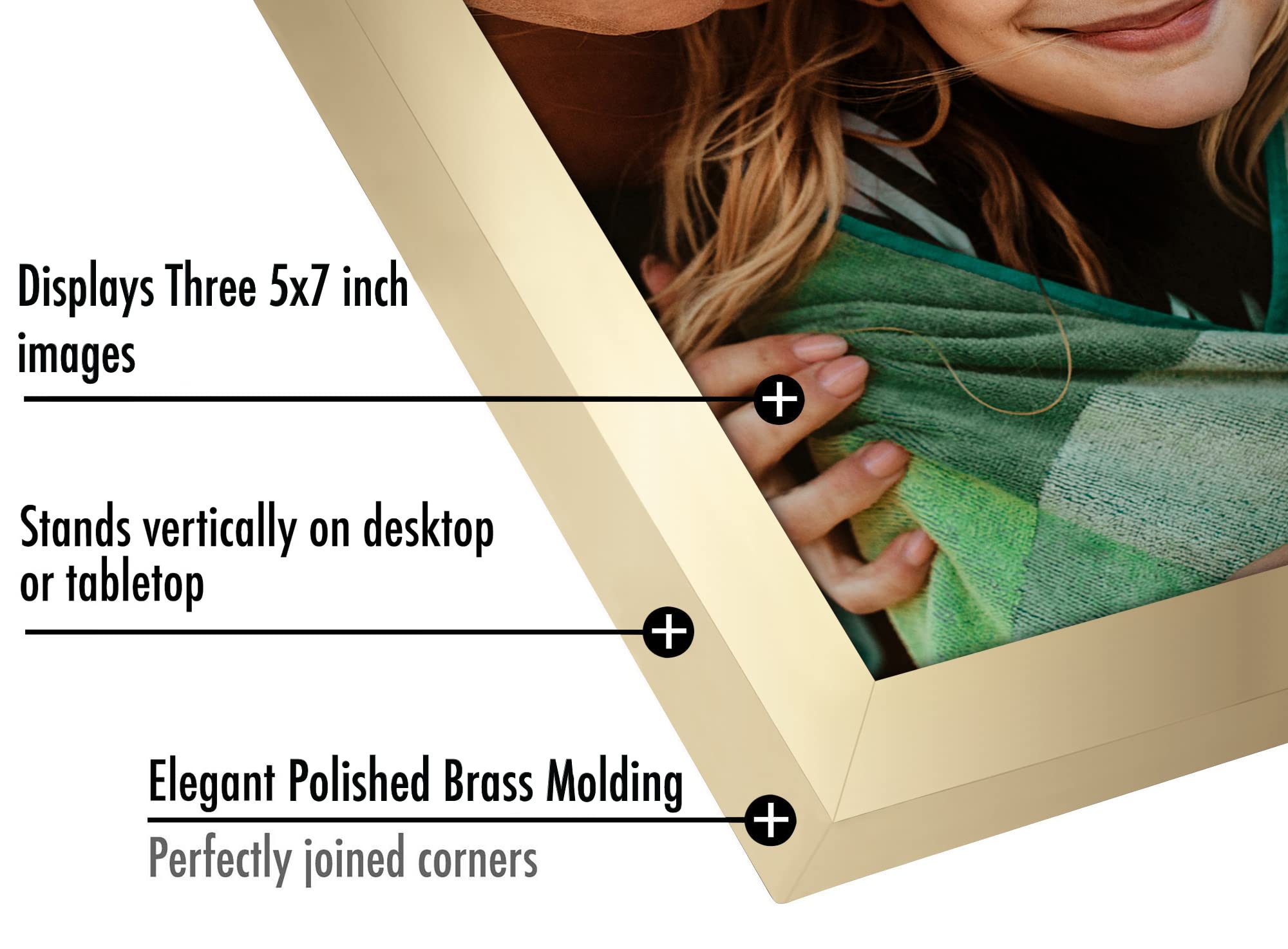 Americanflat Hinged 3 Picture Frame 5x7 with Shatter-Resistant Glass - Signature Collection - Foldable Picture Frame for Tableto