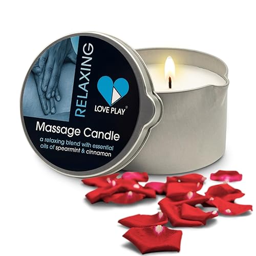 LOVE PLAY Relaxing Massage Candle - Moisturizing Body Oil Candle for Couples and Home Spa - Luxurious & Hydrating Skin Care Body