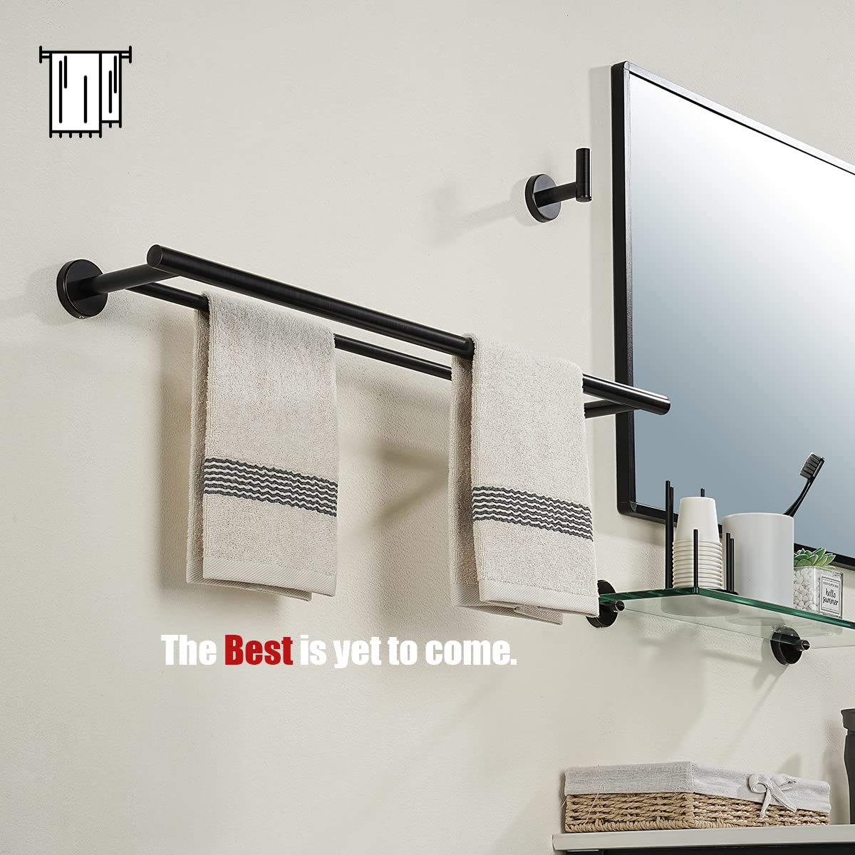 JQK Double Towel Bar  Oil Rubbed Bronze 24 Inch 304 Stainless Steel Thicken 0.8mm Bath Towel Rack for Bathroom  Towel Holder Wall Mount ORB  Total Length 27.16 Inch  TB100L24-ORB