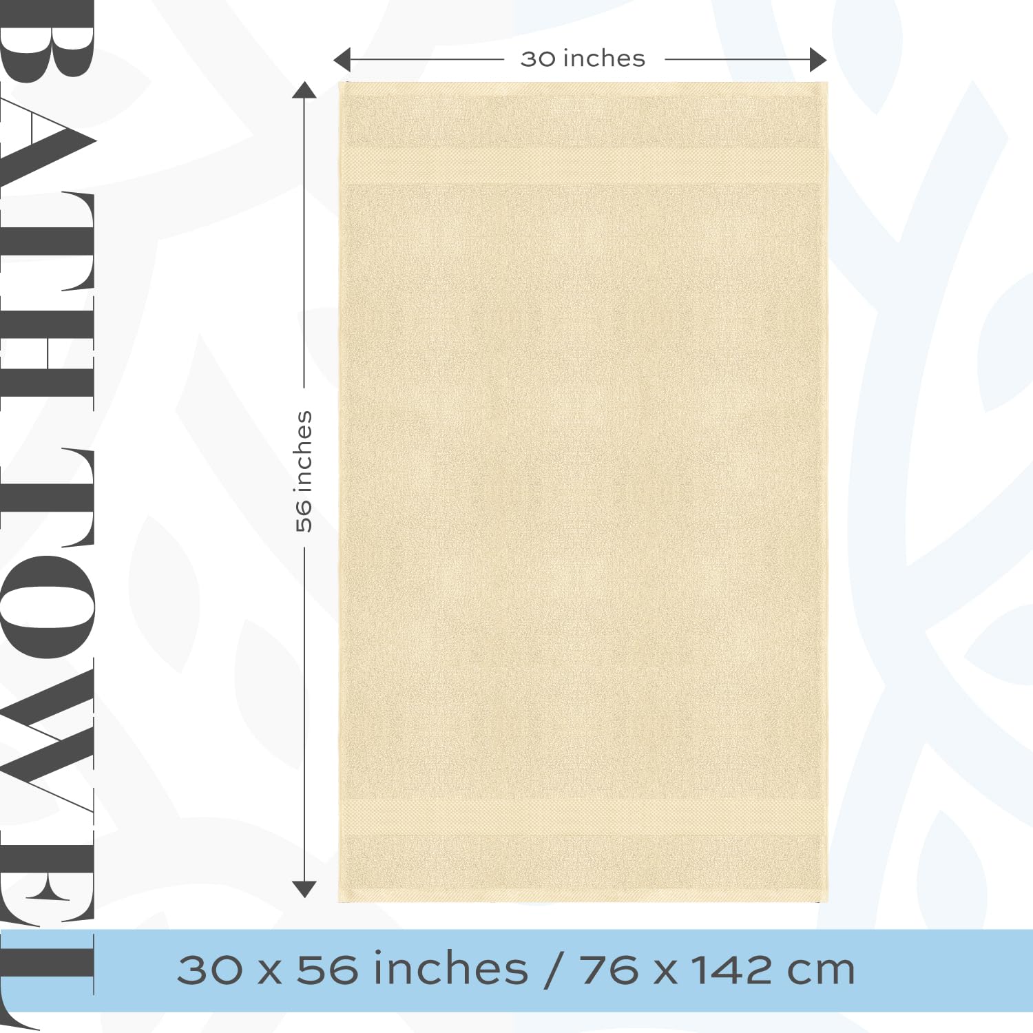 White Classic Luxury Bath Towels Large - Cotton Hotel spa Bathroom Towel 30x56  4 Pack  Beige