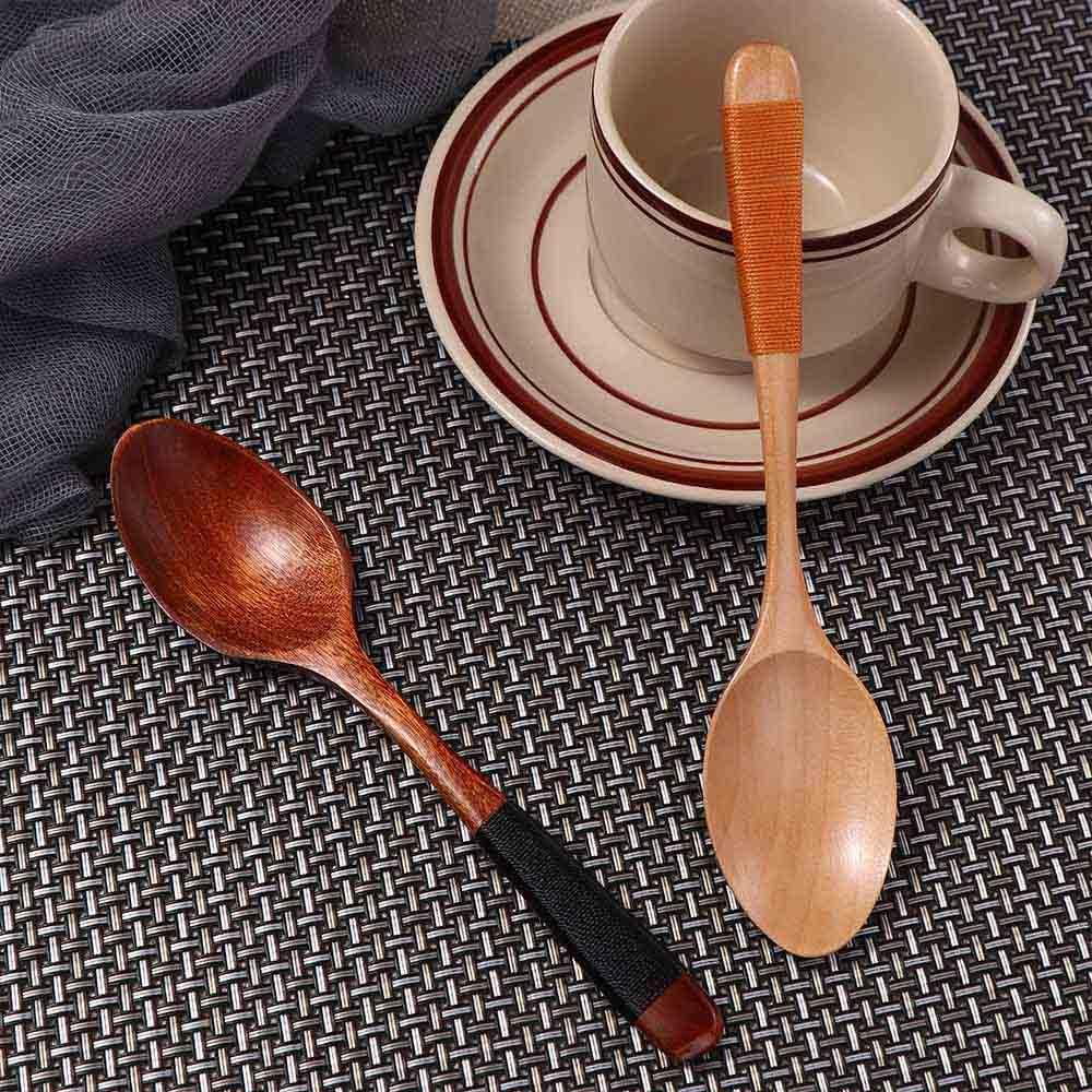 3 Pcs Wooden Soup Spoons, Wood Soup Scoop For Food Eating Mixing Stirring Cooking, Long Handle Wooden Soup Spoon Kitchen Utensil