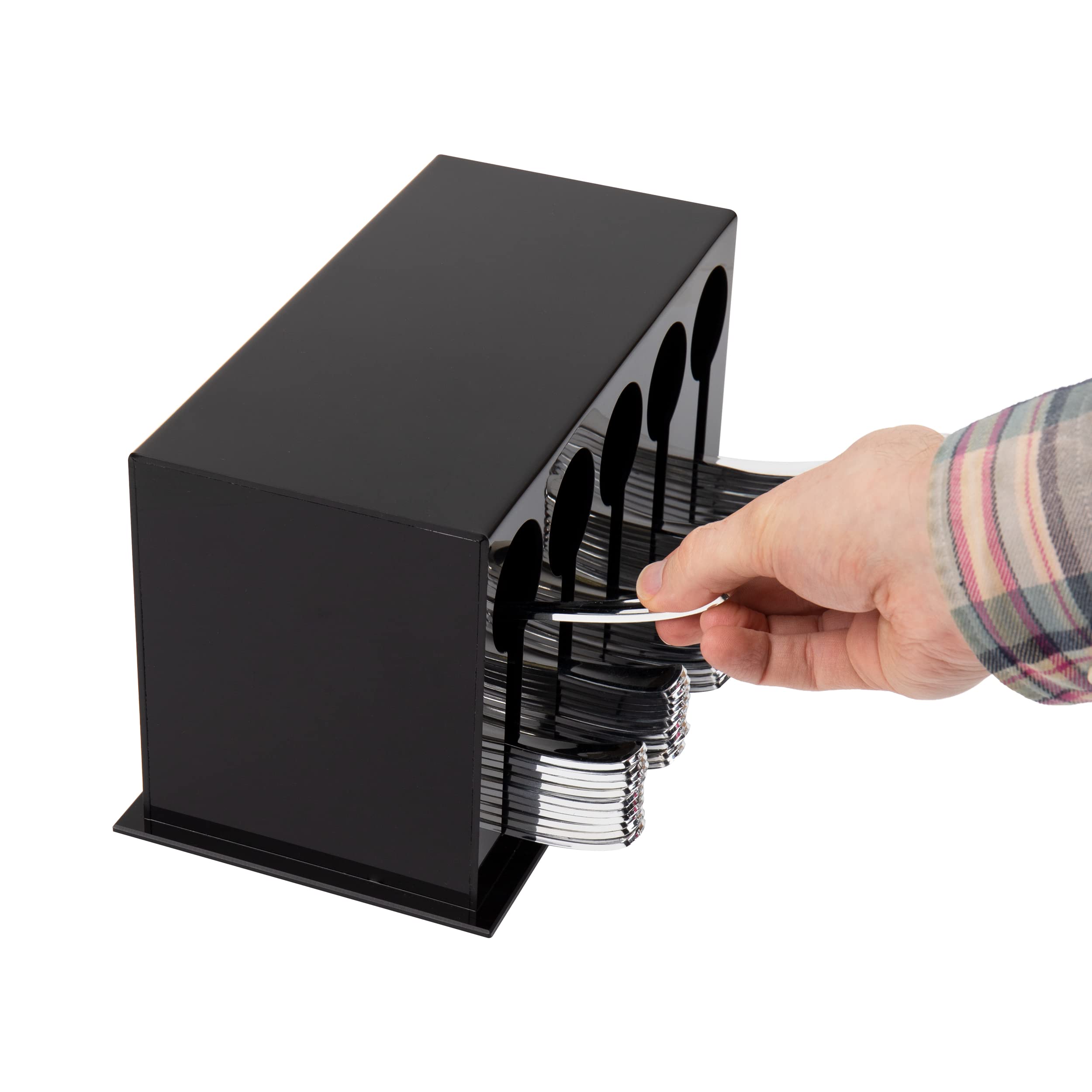Mind Reader Utensil Dispenser, Silverware Organizer, Plastic Fork And Spoon Dispenser, Kitchen, 11'' L X 5.75'' W X 6'' H, Black