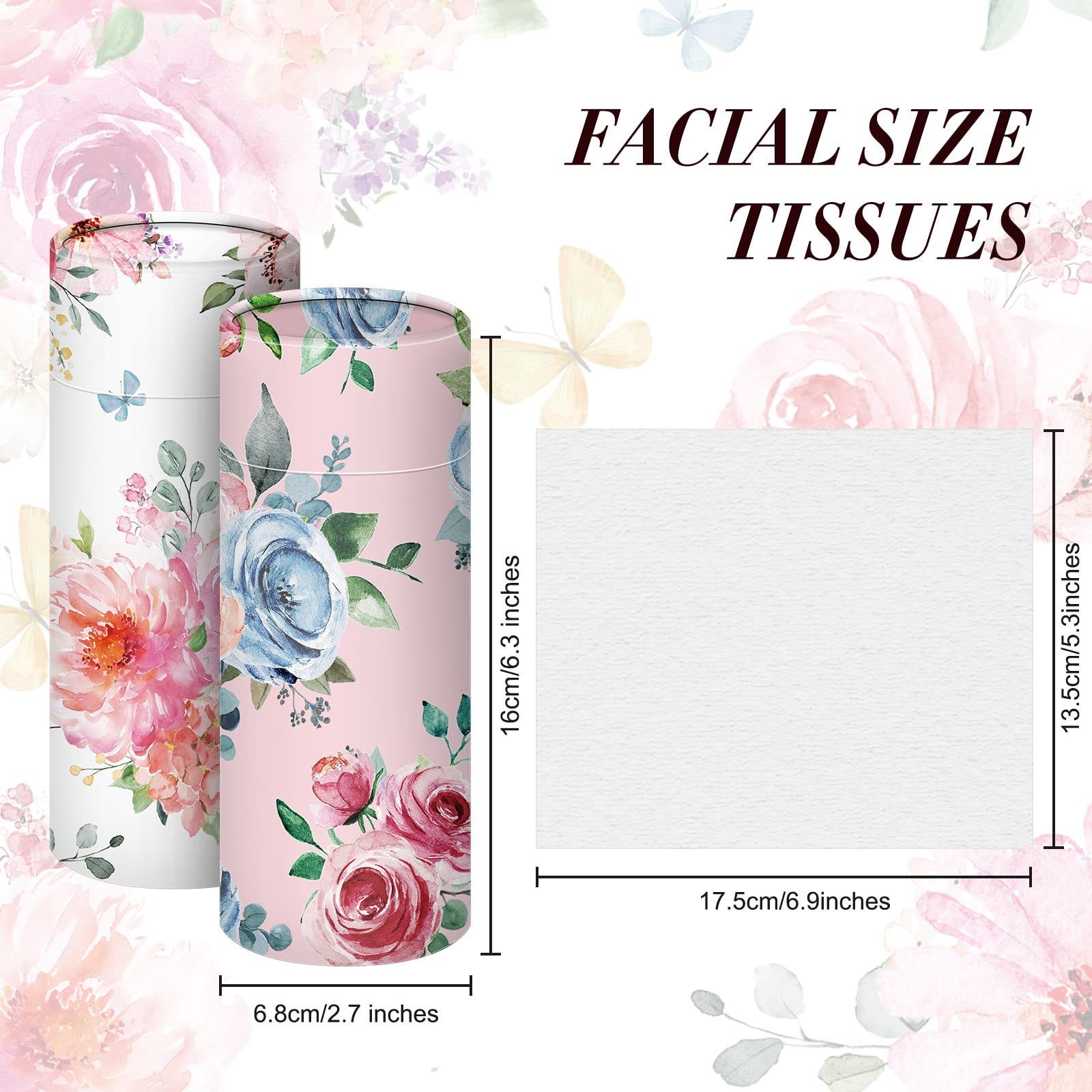Ctosree 8 Pcs Car Tissue Cylinder With Facial Tissue Bulk Round Floral Car Tissue Holder Cylinder Tube Tissue Tubes Round Tissue