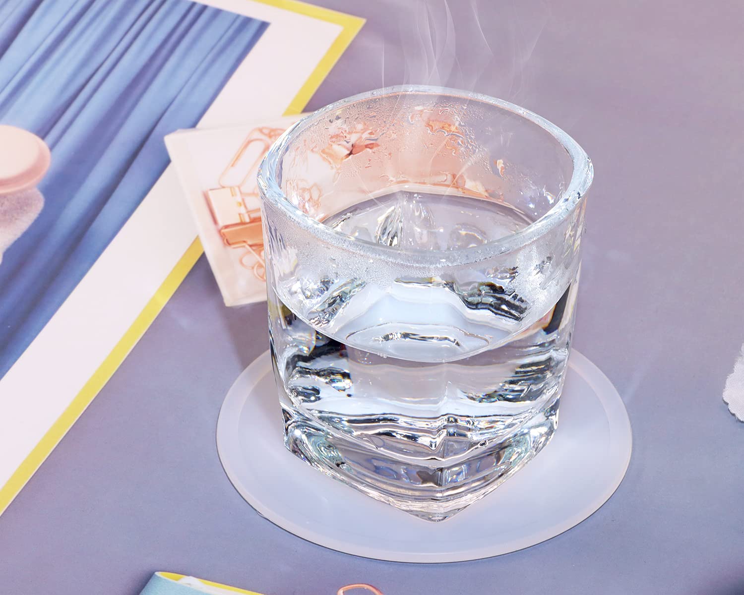 ONLYKXY 3 Pieces 3.93 Inch Silicone Coasters  Round Coasters for Drinks  Beverage Coffee Tea Coaster (White Translucent)